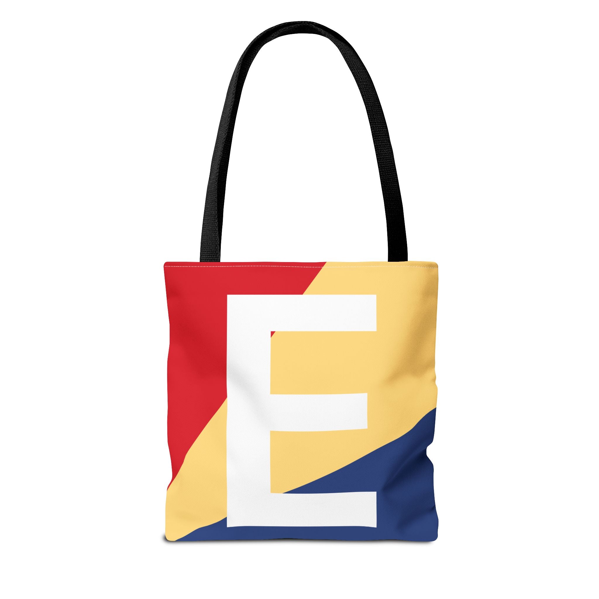Monogram 'E' Colorblock Tote Bag — Personalized Initial E Shoulder Tote