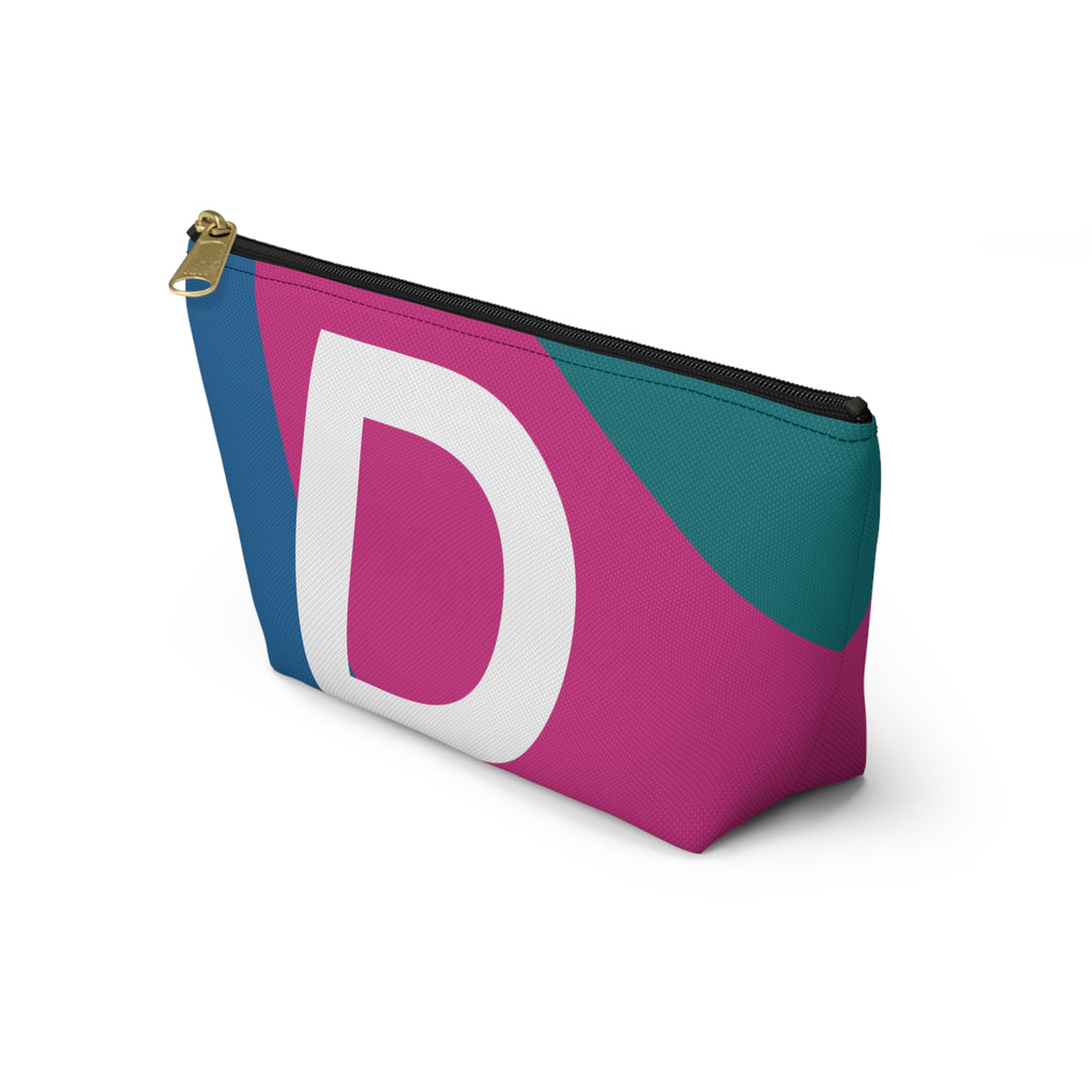Initials Colorblock Accessory Pouch — Monogram D T-Bottom Cosmetic Bag