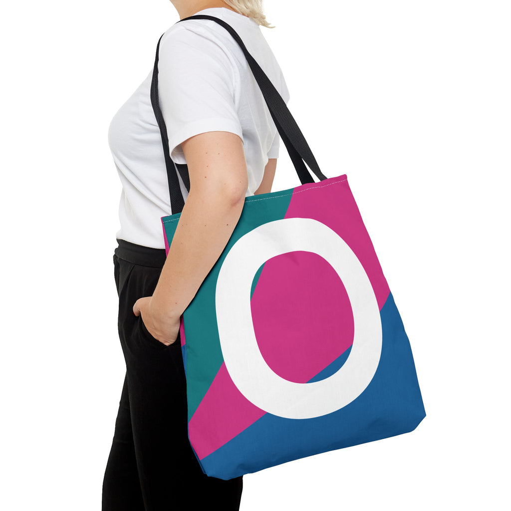 Monogram 'O' Colorblock Tote Bag — Personalized Initial O Shoulder Tote
