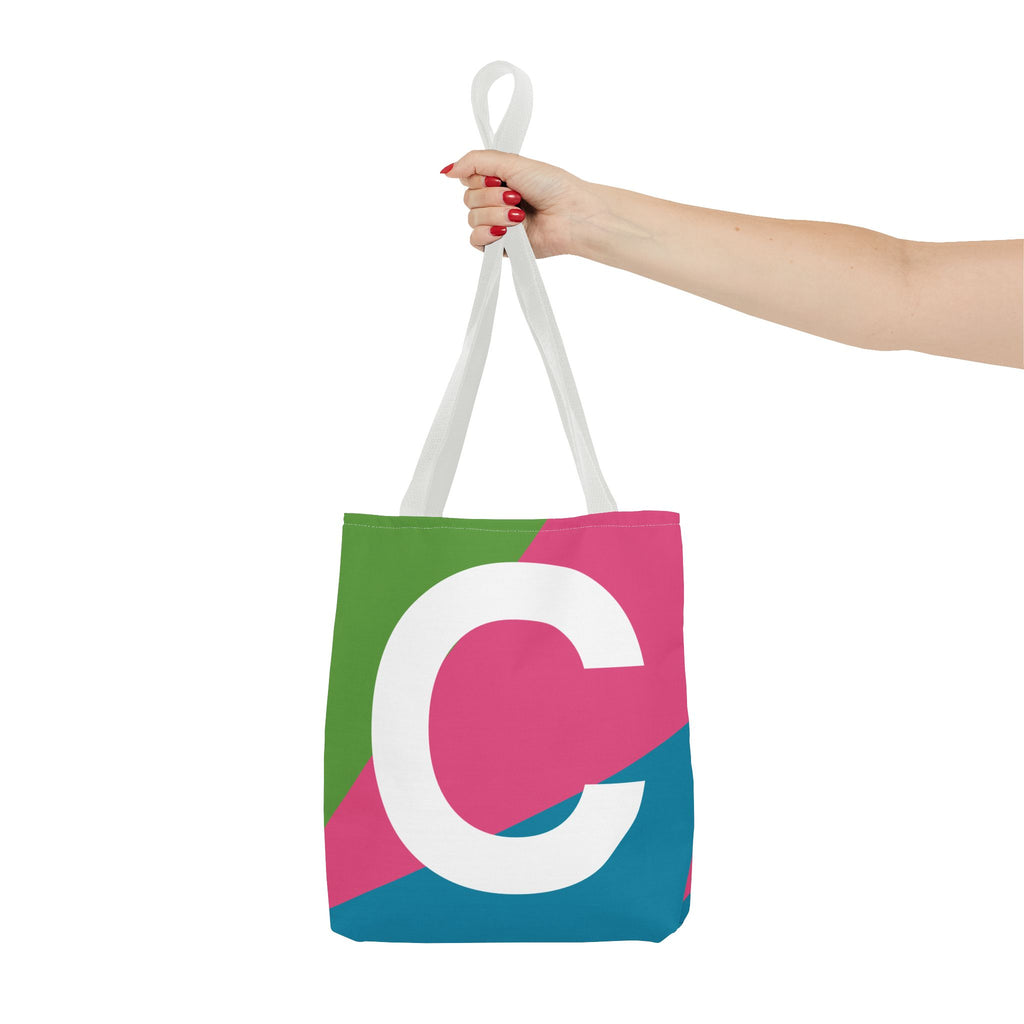 Monogram 'C' Colorblock Tote Bag — Personalized Initial C Shoulder Tote