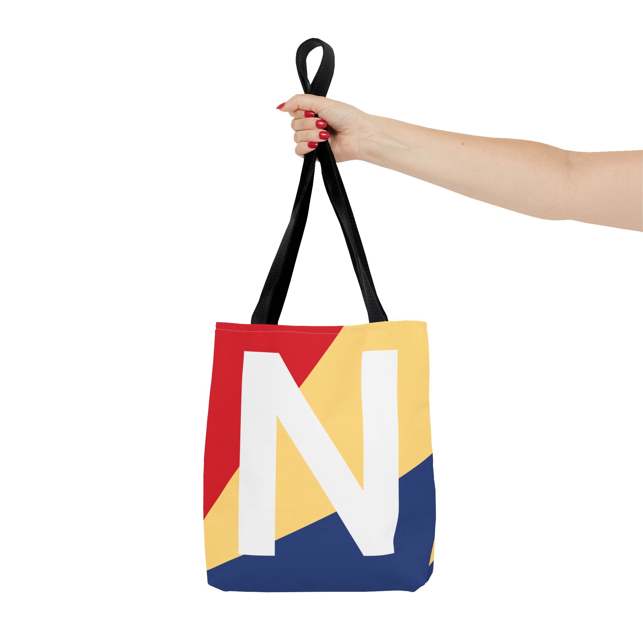 Monogram 'N' Colorblock Tote Bag — Personalized Initial N Shoulder Tote