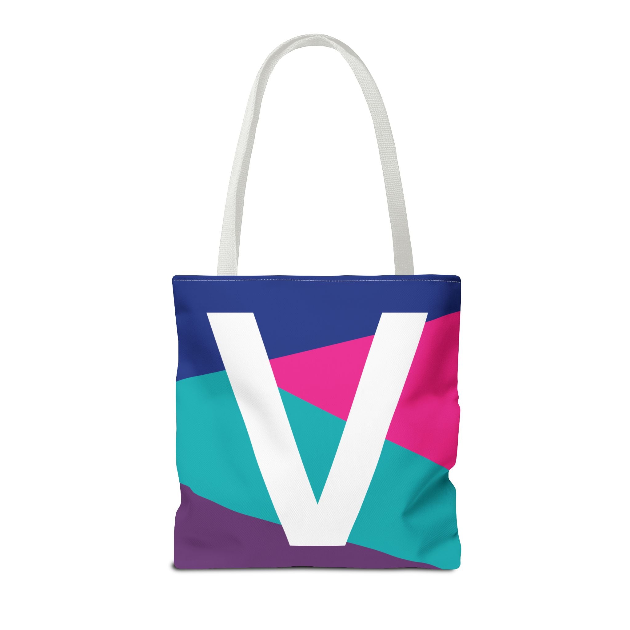 Monogram 'V' Colorblock Tote Bag — Personalized Initial V Shoulder Tote