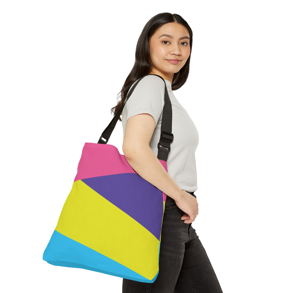 Colorblock Geometric Tote Bag — Adjustable Strap, Bright Abstract Pattern