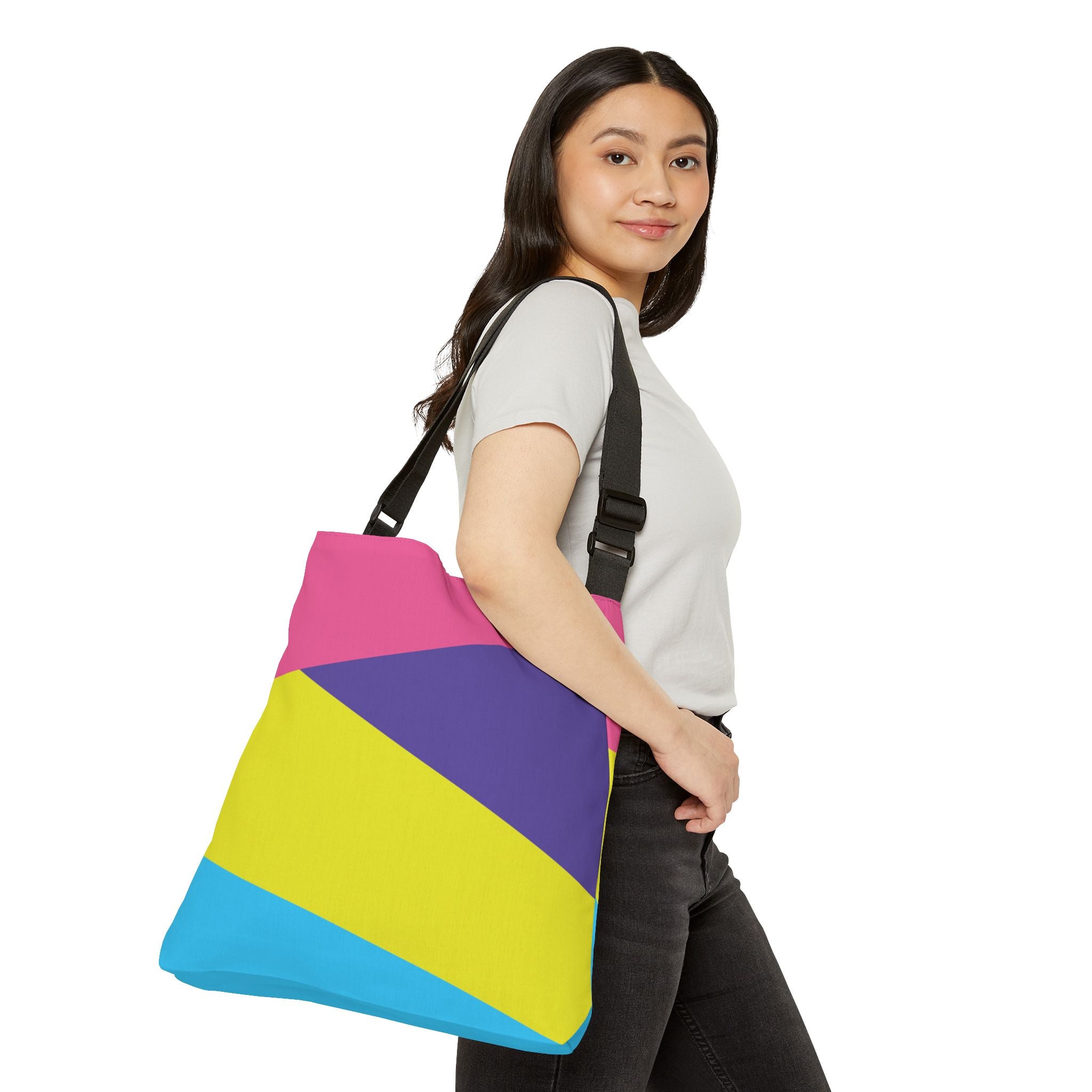 Colorblock Geometric Tote Bag — Adjustable Strap, Bright Abstract Pattern