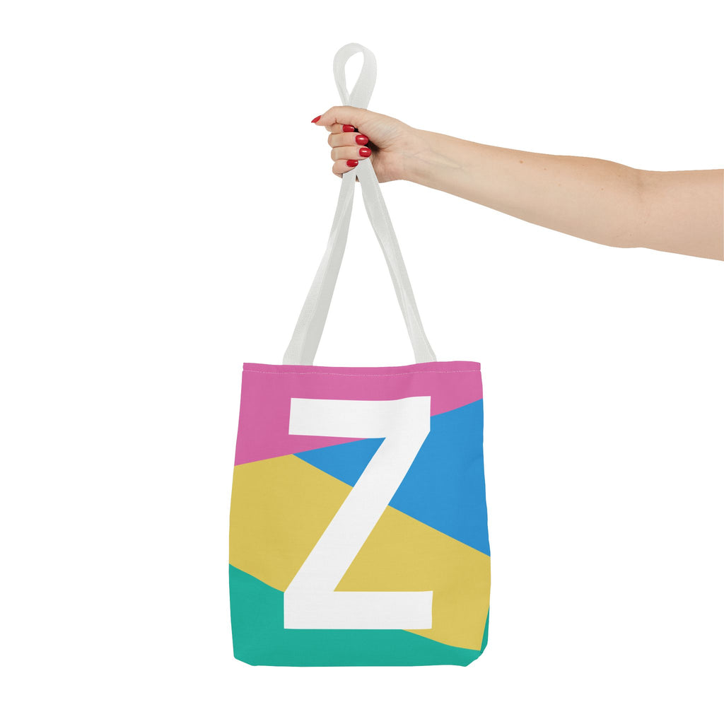 Monogram 'Z' Colorblock Tote Bag — Personalized Initial Z Shoulder Tote