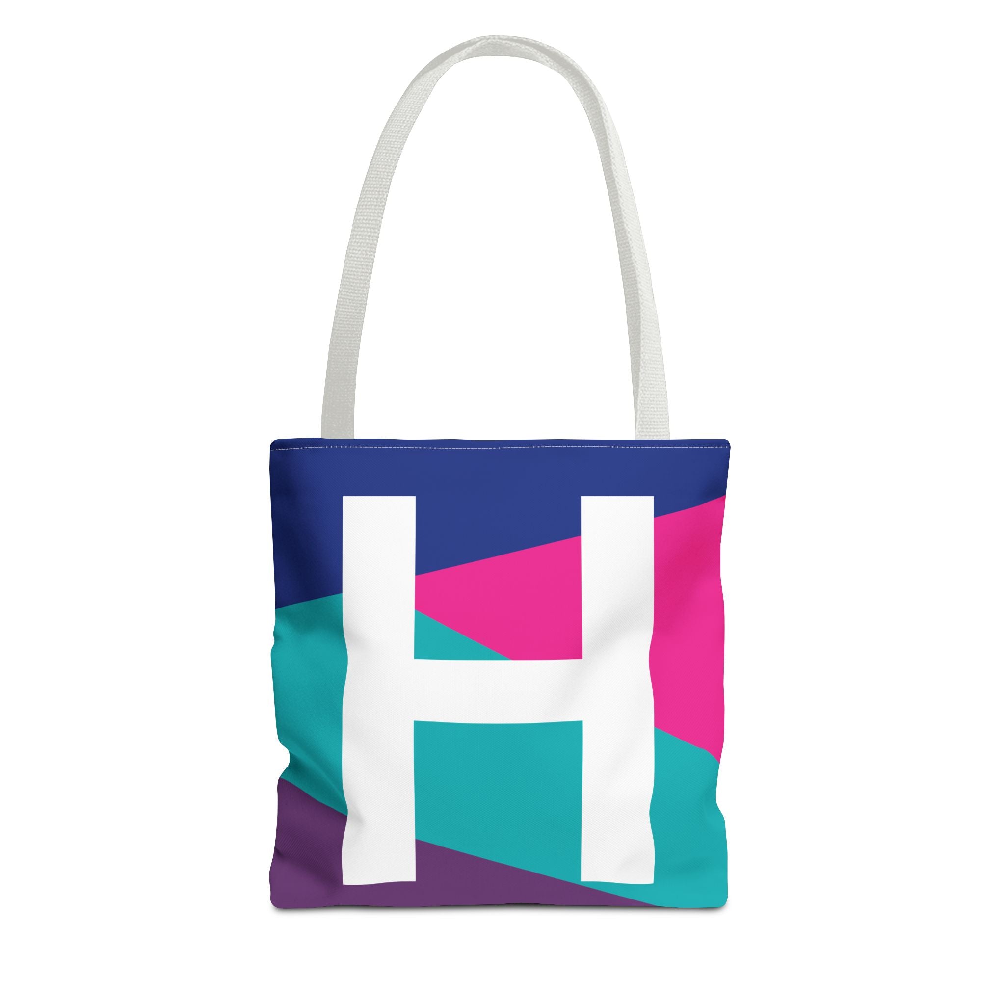 Monogram 'H' Colorblock Tote Bag — Personalized Initial H Shoulder Tote