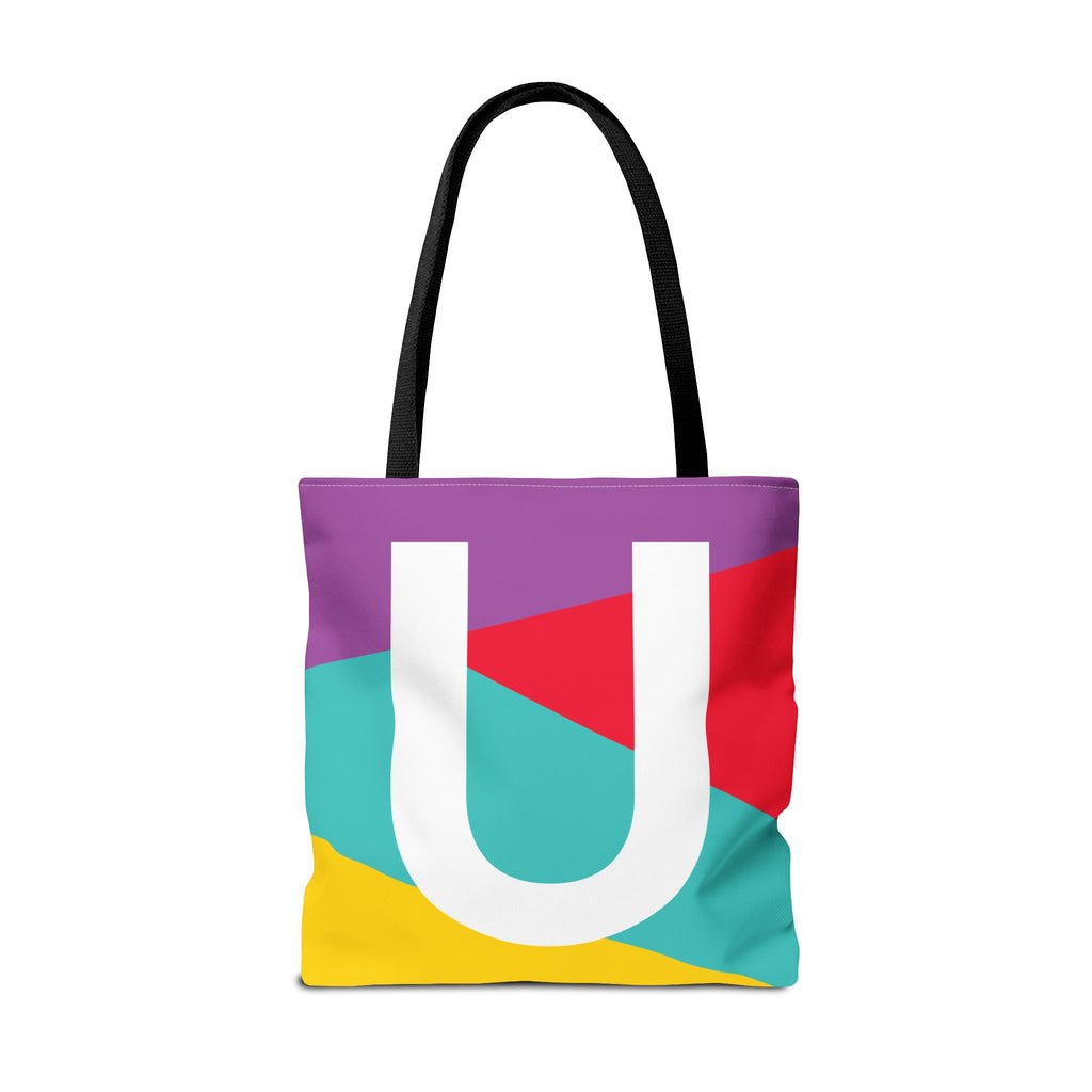 Monogram 'U' Colorblock Tote Bag — Personalized Initial U Shoulder Tote