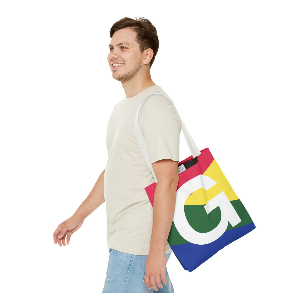 Monogram 'G' Colorblock Tote Bag — Personalized Initial G Shoulder Tote
