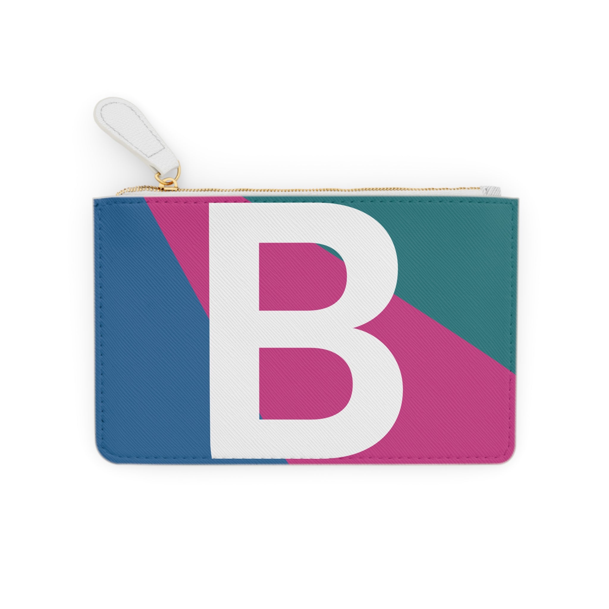 Initial B Mini Clutch — Colorblock Monogram Wristlet Wallet