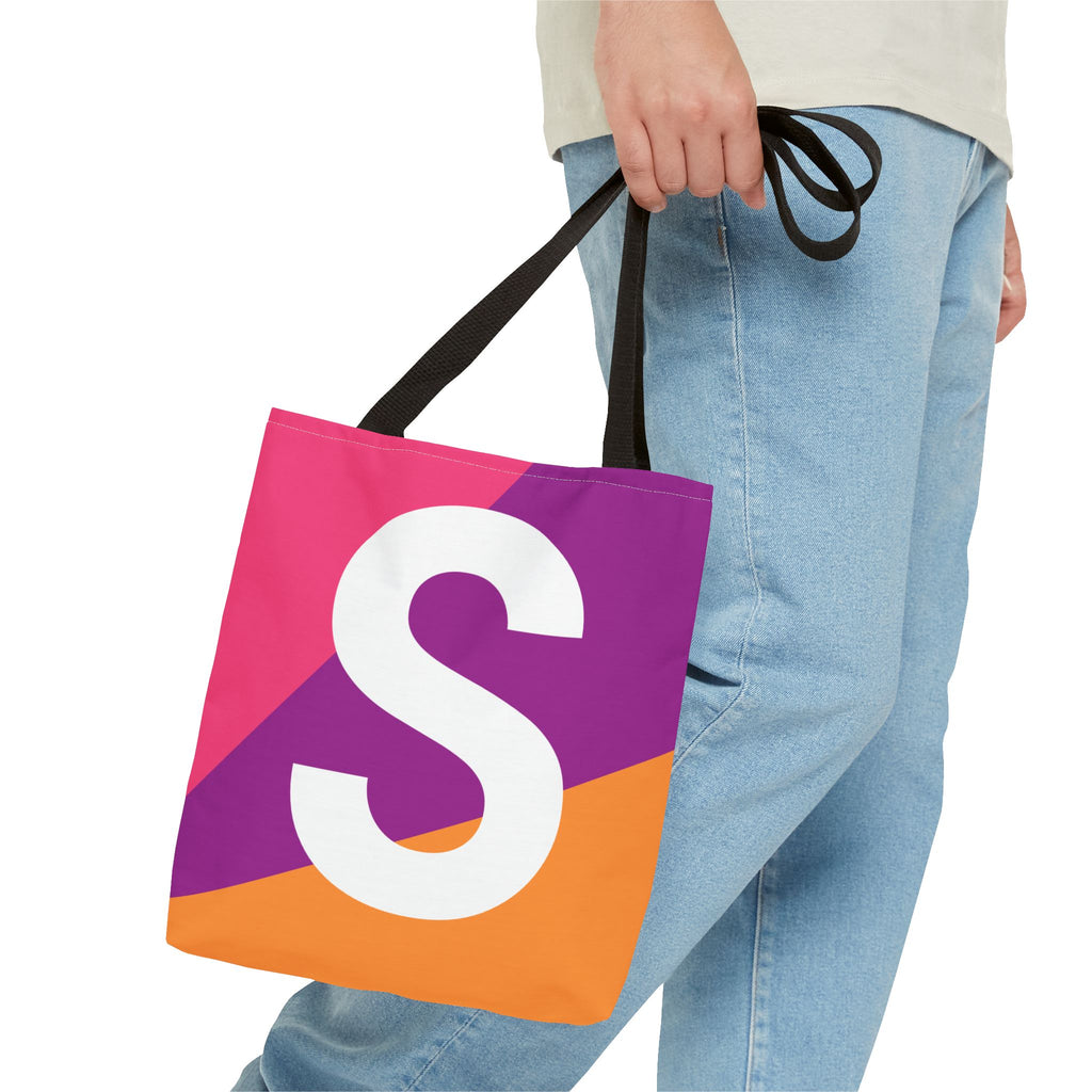 Monogram 'S' Colorblock Tote Bag — Personalized Initial S Shoulder Tote