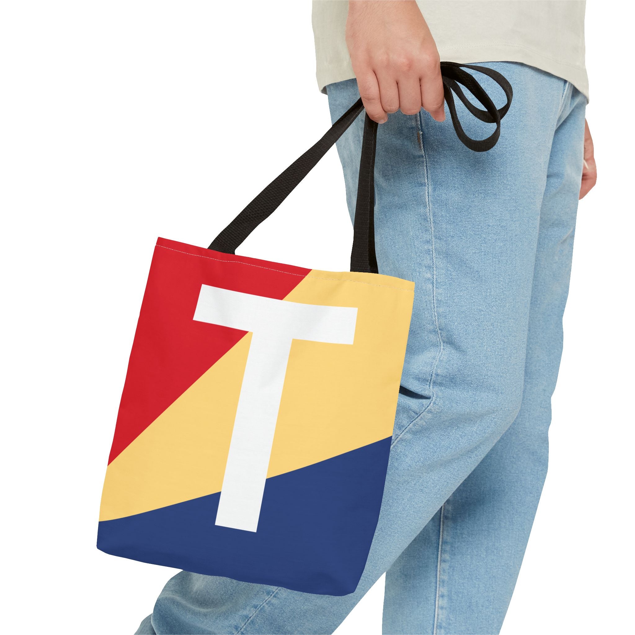 Monogram 'T' Colorblock Tote Bag — Personalized Initial T Shoulder Tote