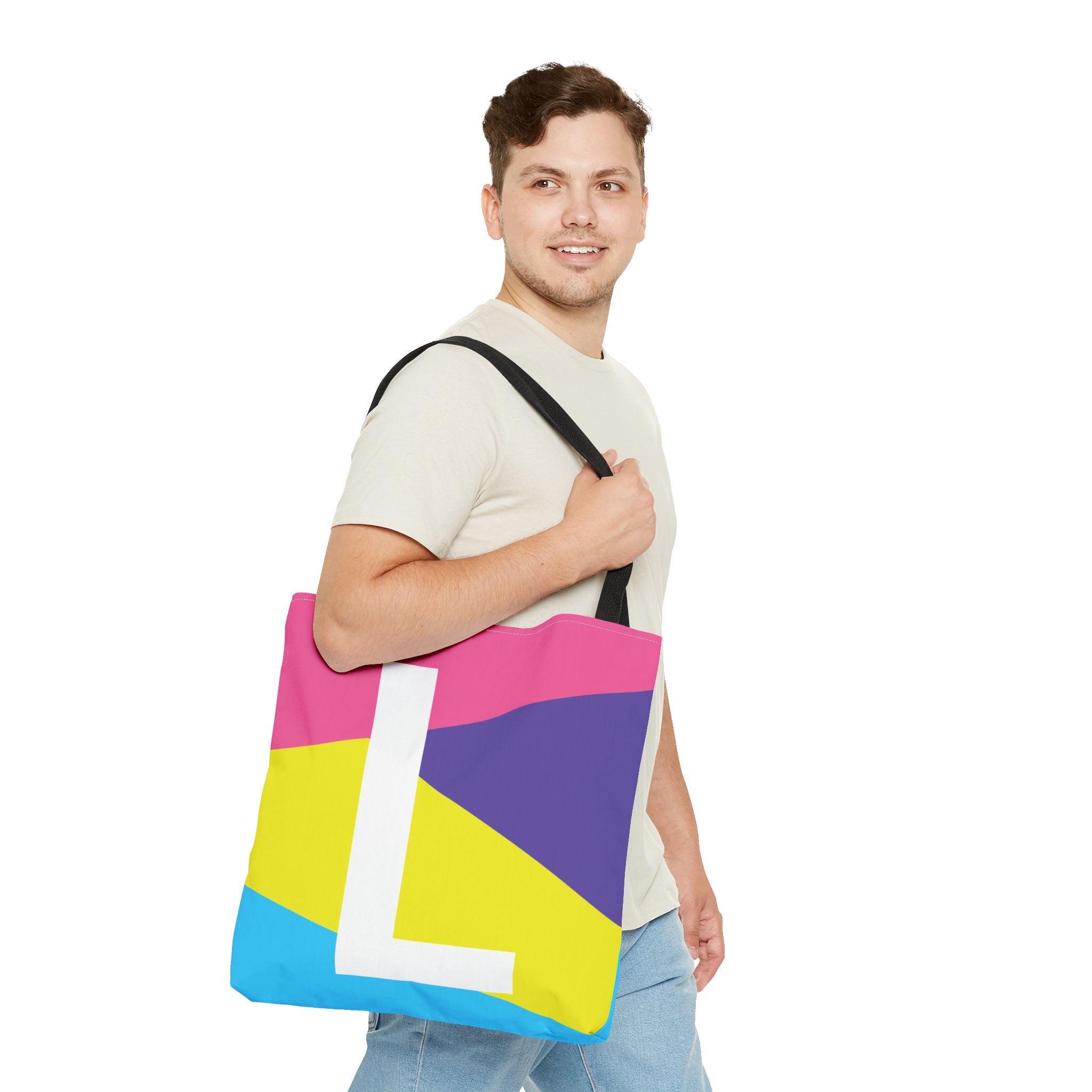Monogram 'L' Colorblock Tote Bag — Personalized Initial L Shoulder Tote