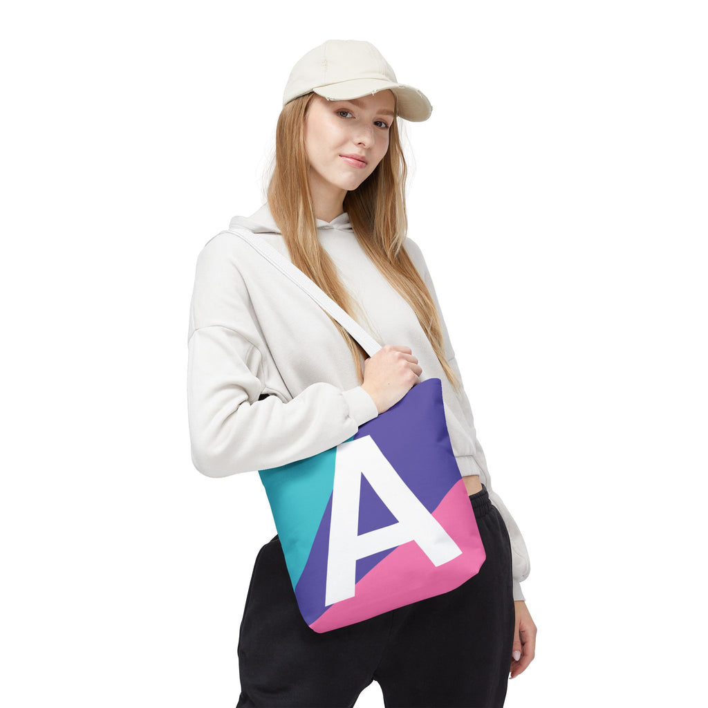 Monogram 'A' Colorblock Tote Bag — Personalized Initial A Shoulder Tote