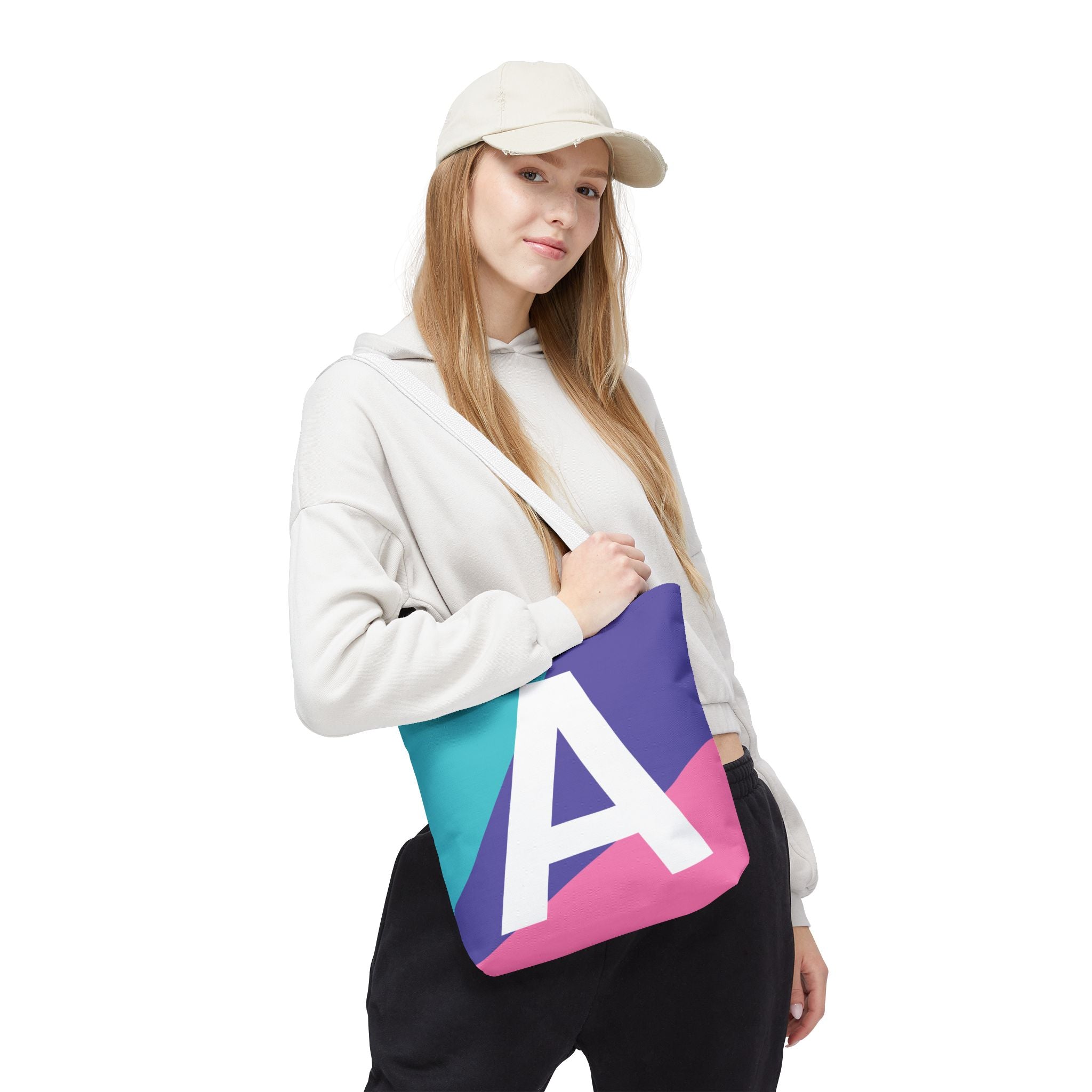 Monogram 'A' Colorblock Tote Bag — Personalized Initial A Shoulder Tote