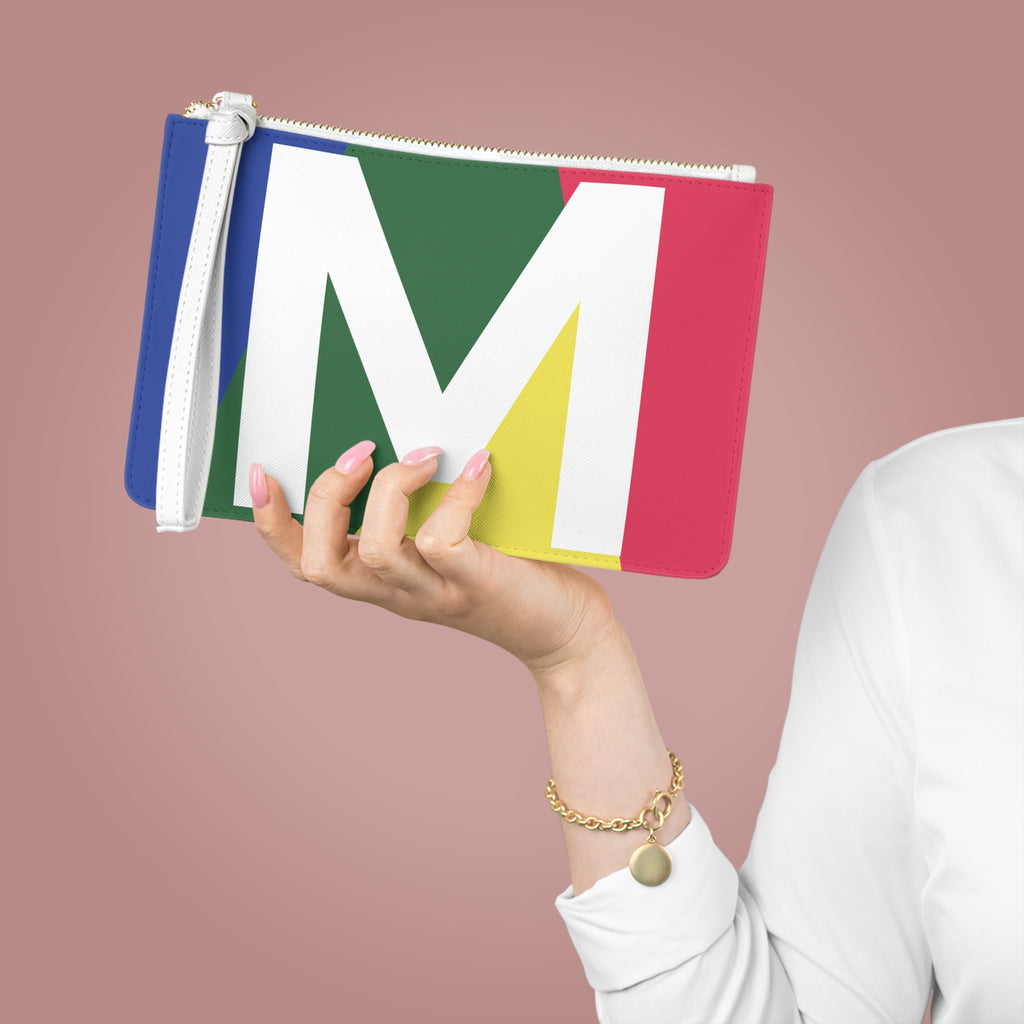 Monogram 'M' Colorblock Clutch Bag — Bold Geometric Wristlet for Everyday & Gifts