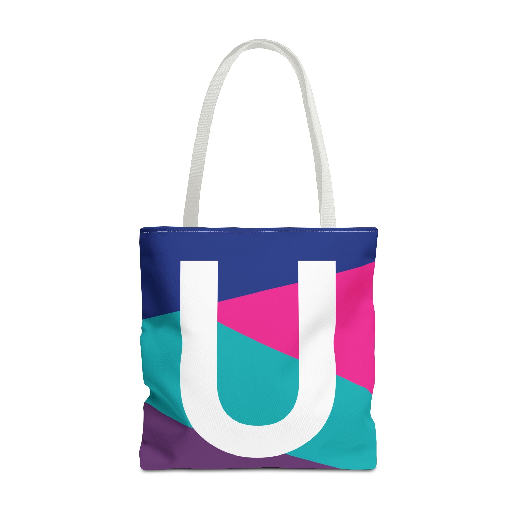 Monogram 'U' Colorblock Tote Bag — Personalized Initial U Shoulder Tote