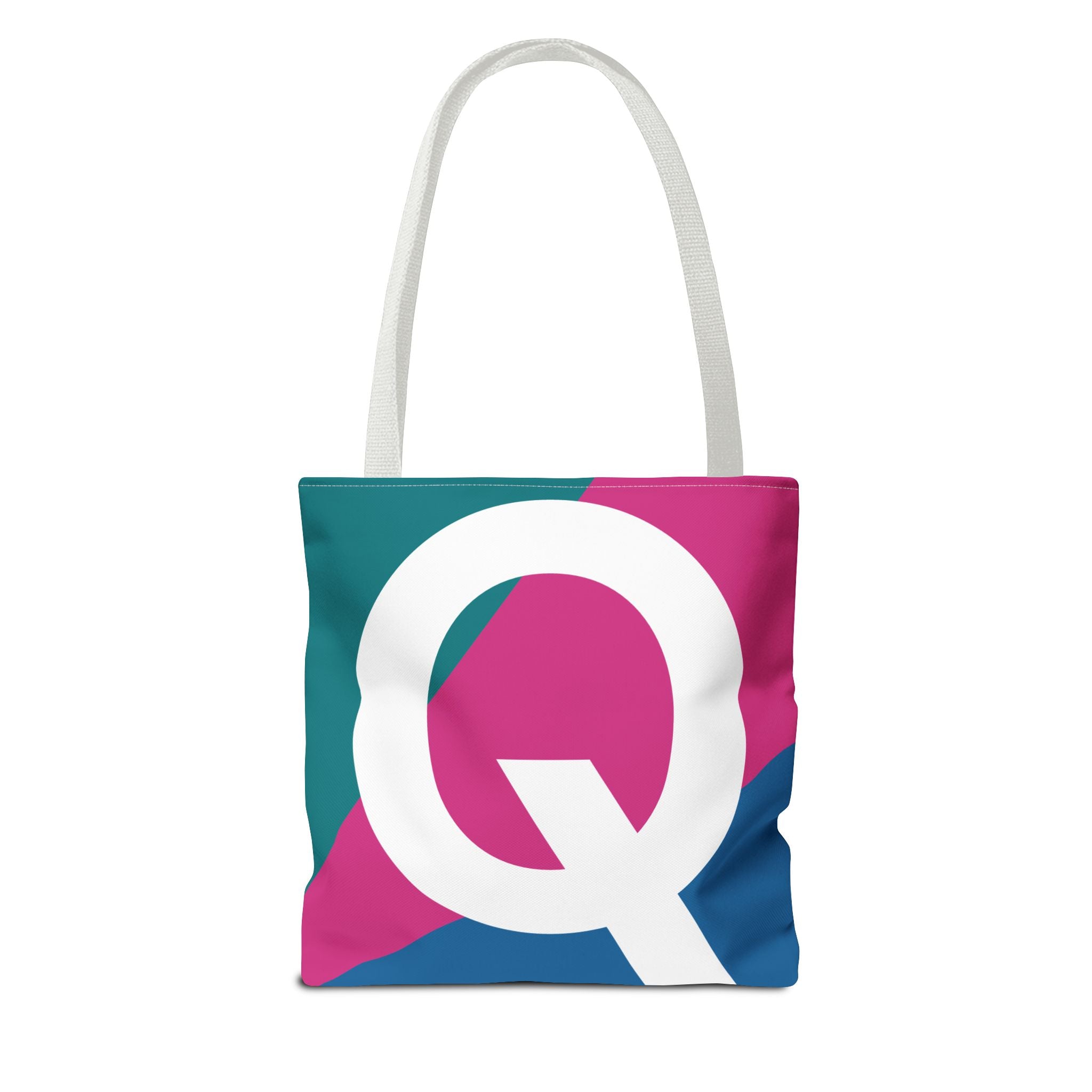 Monogram 'Q' Colorblock Tote Bag — Personalized Initial Q Shoulder Tote