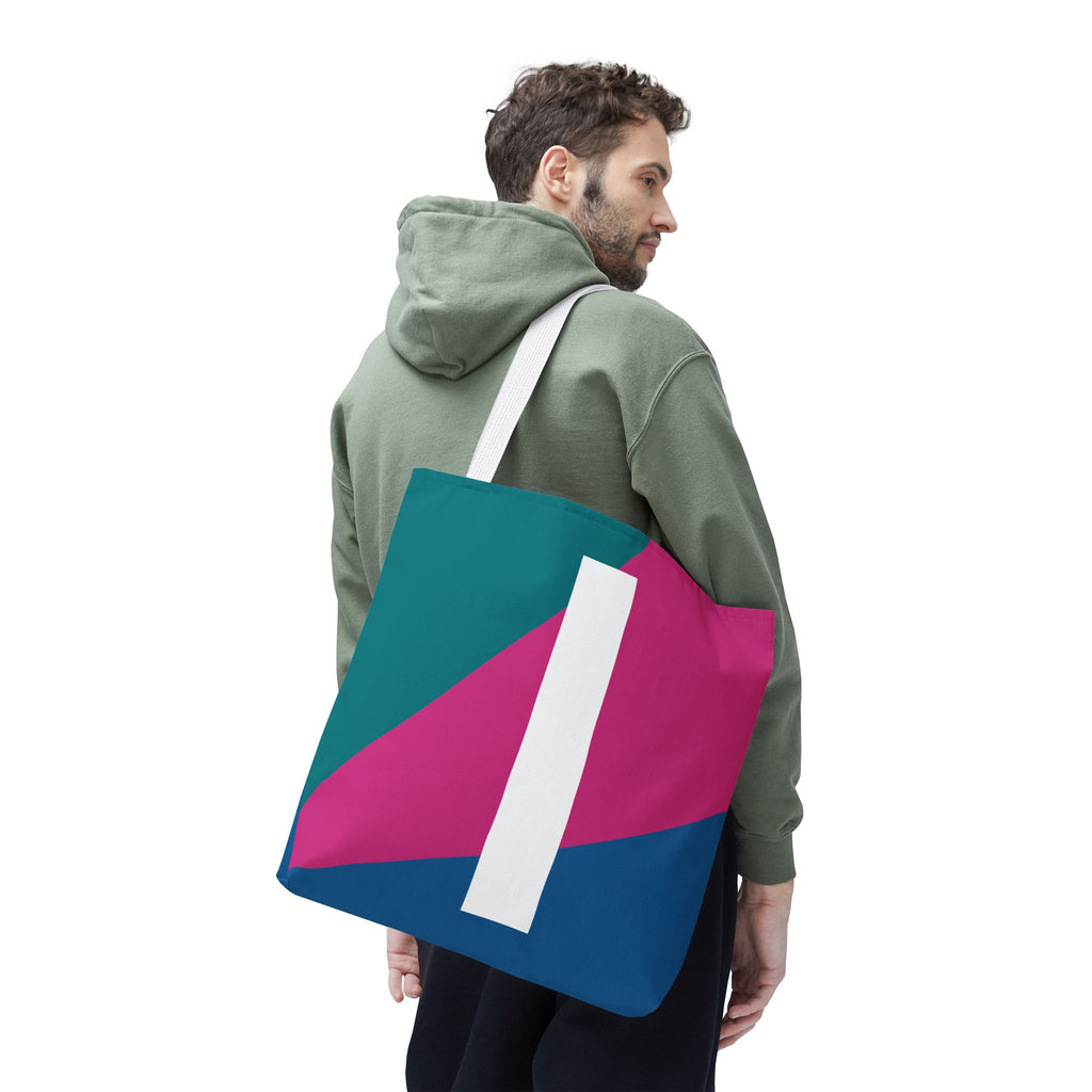 Monogram 'I' Colorblock Tote Bag — Personalized Initial I Shoulder Tote