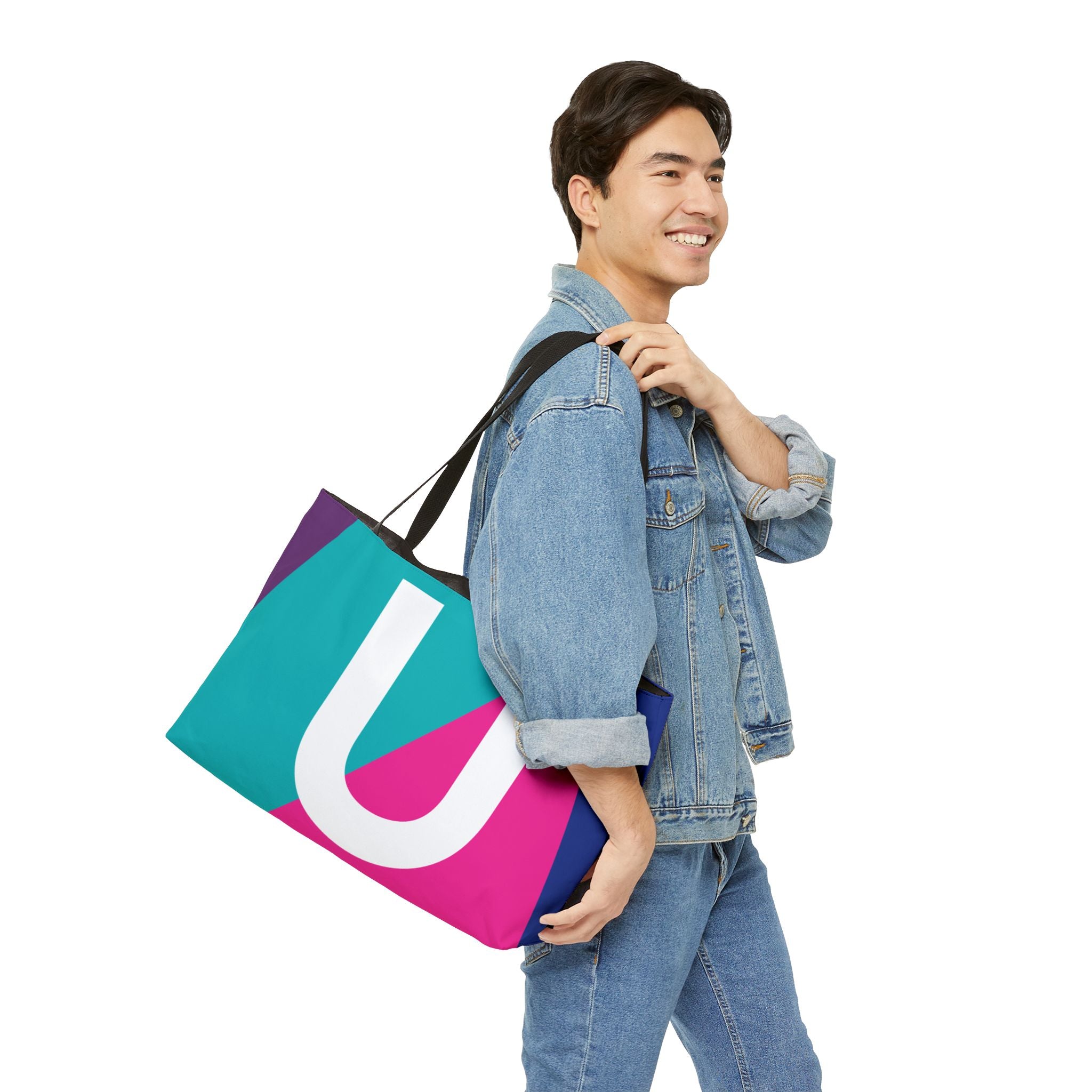 Personalized 'U' Colorblock Tote Bag — Monogram Weekender Tote