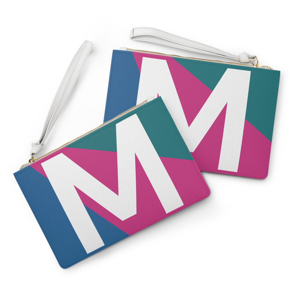 Monogram 'M' Colorblock Clutch Bag — Bold Geometric Wristlet for Everyday & Gifts