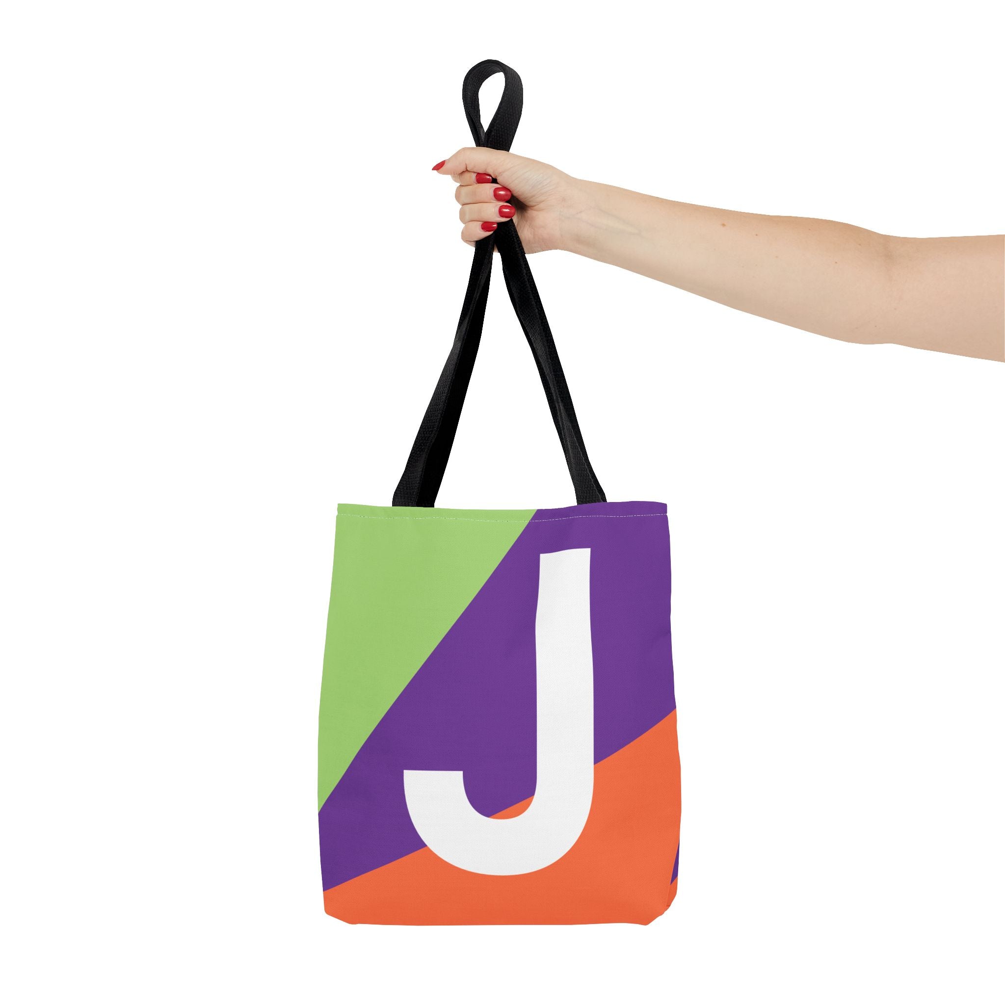 Monogram 'J' Colorblock Tote Bag — Personalized Initial J Shoulder Tote