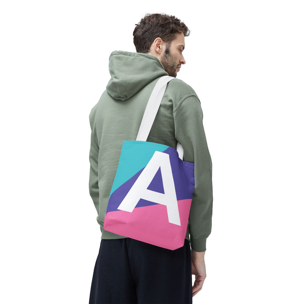 Monogram 'A' Colorblock Tote Bag — Personalized Initial A Shoulder Tote