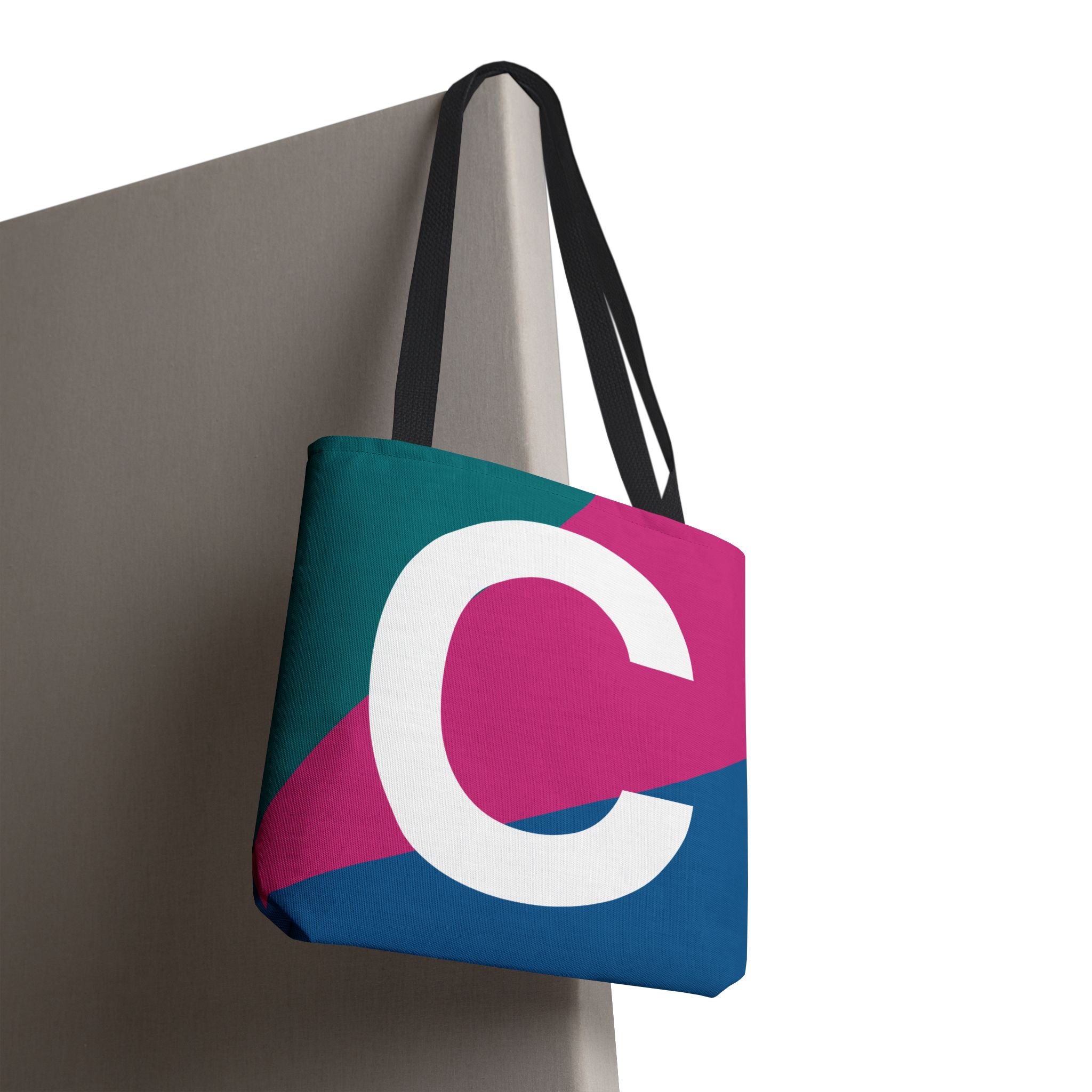Monogram 'C' Colorblock Tote Bag — Personalized Initial C Shoulder Tote