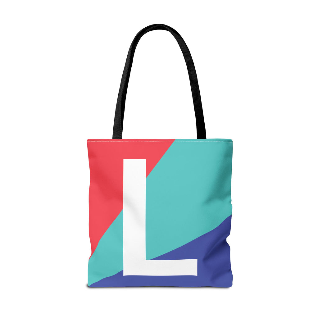 Monogram 'L' Colorblock Tote Bag — Personalized Initial L Shoulder Tote