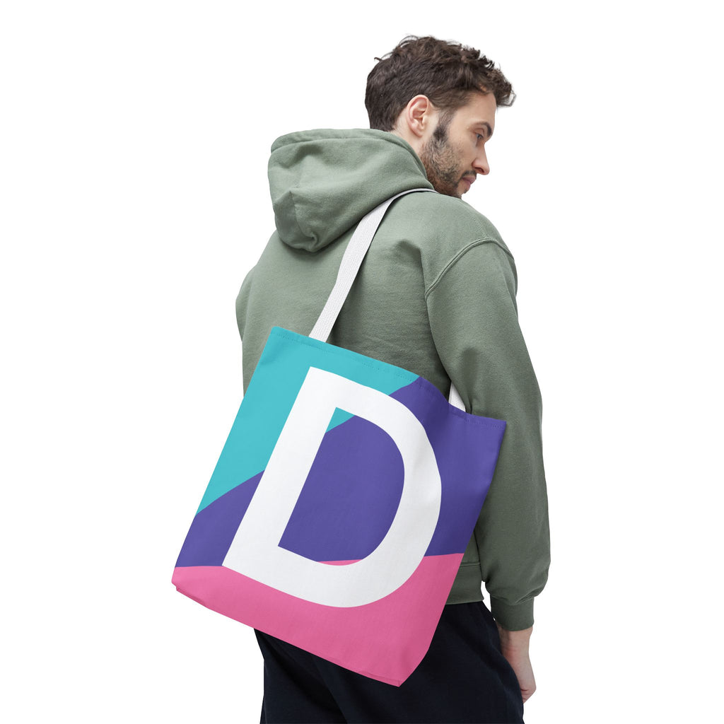 Monogram 'D' Colorblock Tote Bag — Personalized Initial D Shoulder Tote