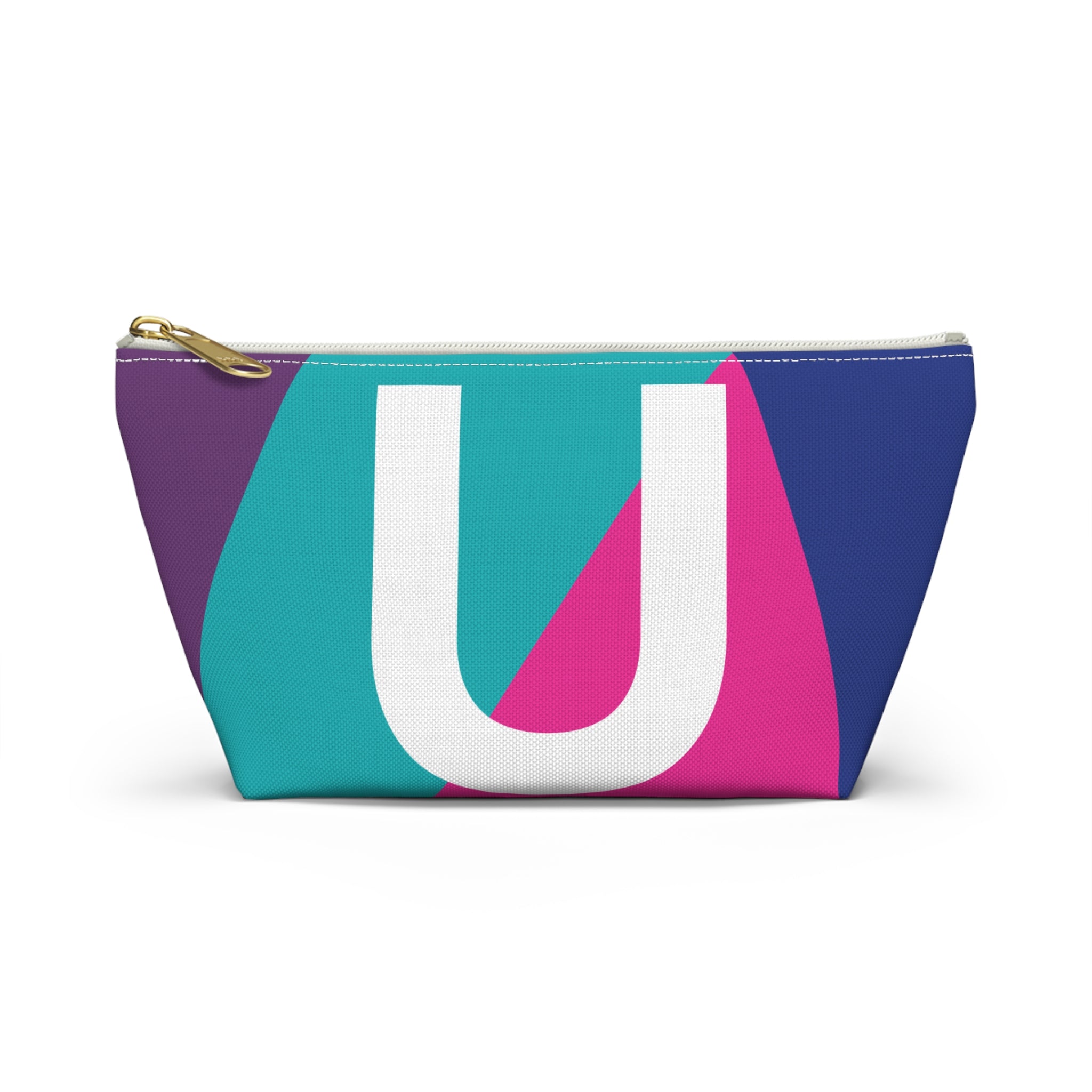 Initials Colorblock Accessory Pouch — Monogram U T-Bottom Cosmetic Bag