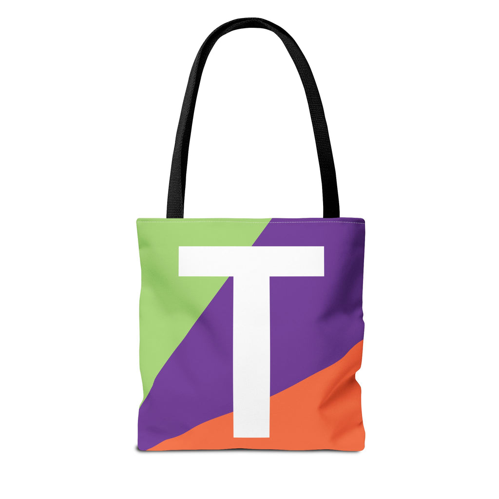 Monogram 'T' Colorblock Tote Bag — Personalized Initial T Shoulder Tote