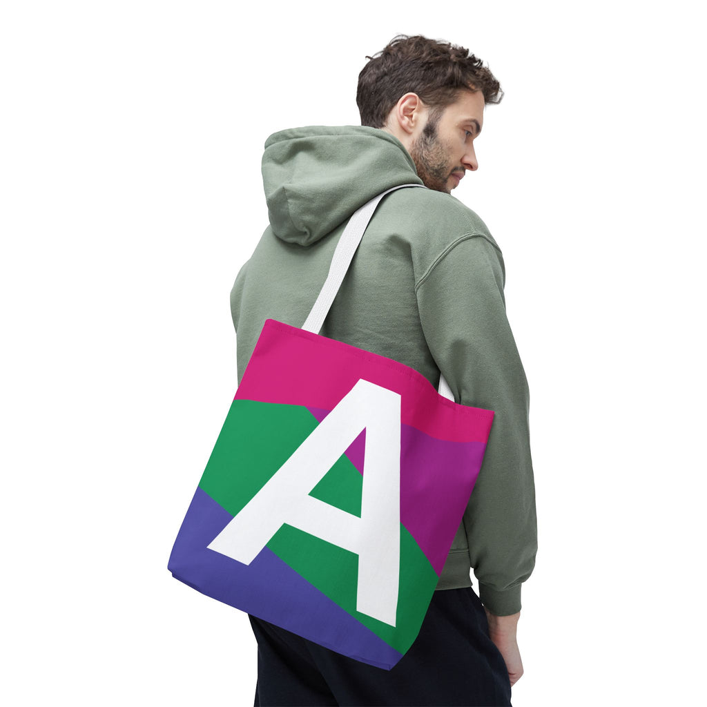 Monogram 'A' Colorblock Tote Bag — Personalized Initial A Shoulder Tote