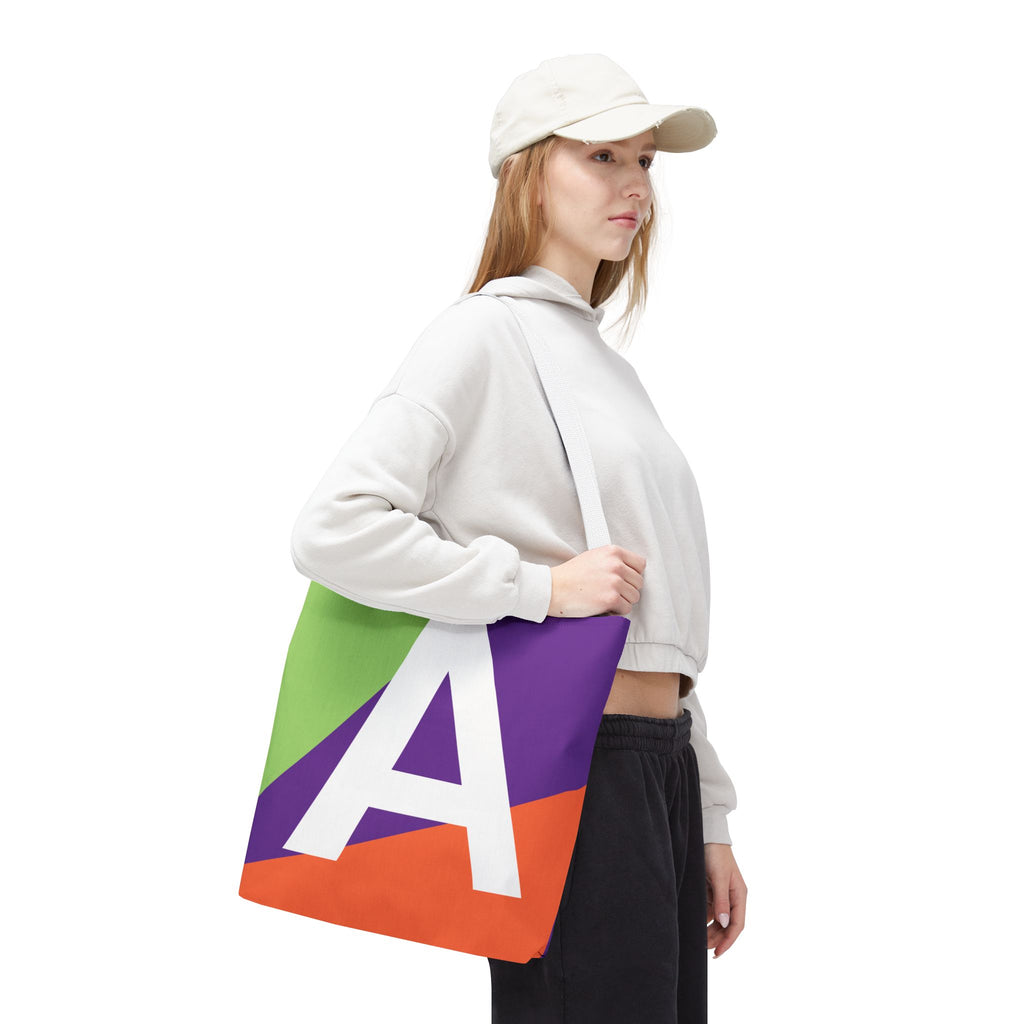 Monogram 'A' Colorblock Tote Bag — Personalized Initial A Shoulder Tote