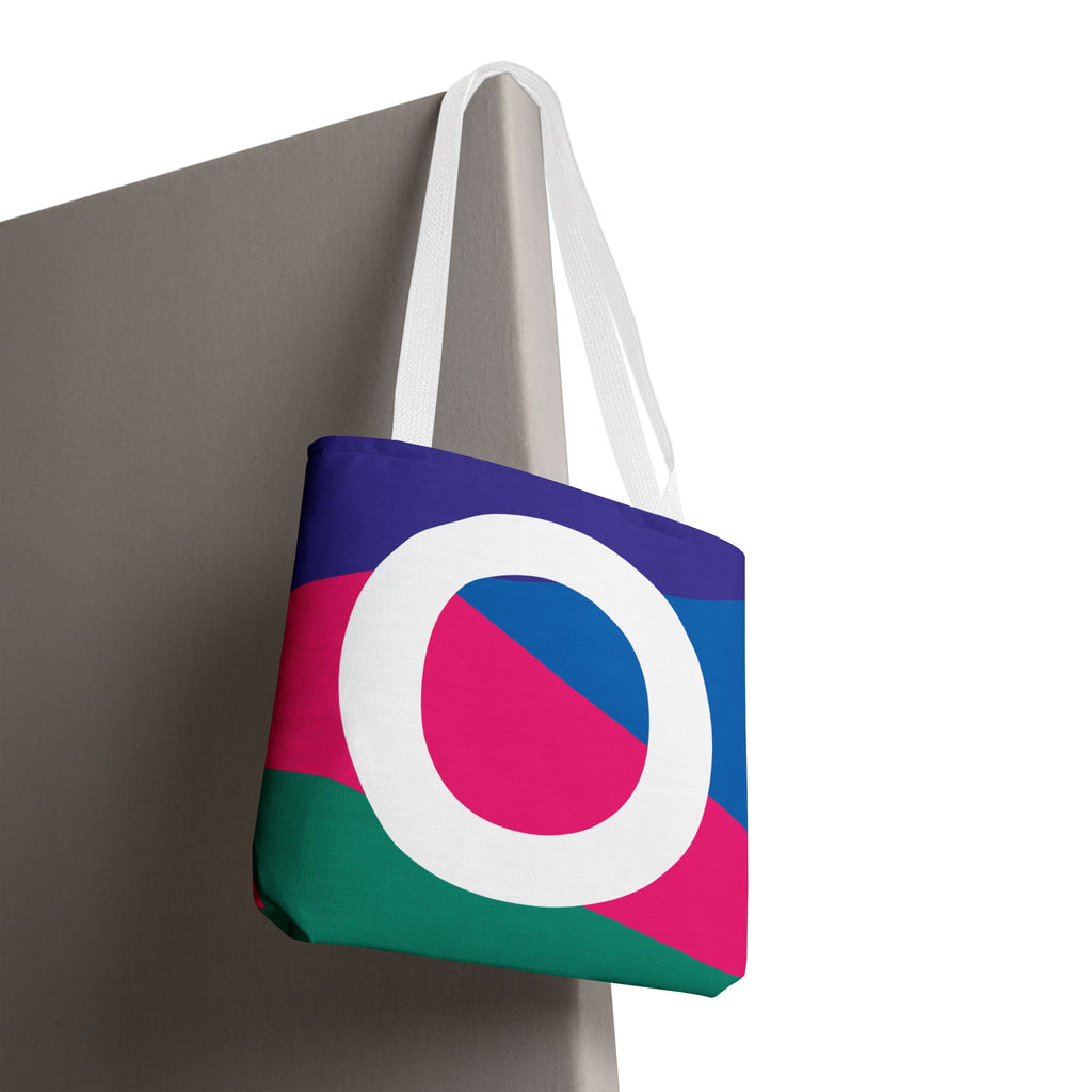 Monogram 'O' Colorblock Tote Bag — Personalized Initial O Shoulder Tote