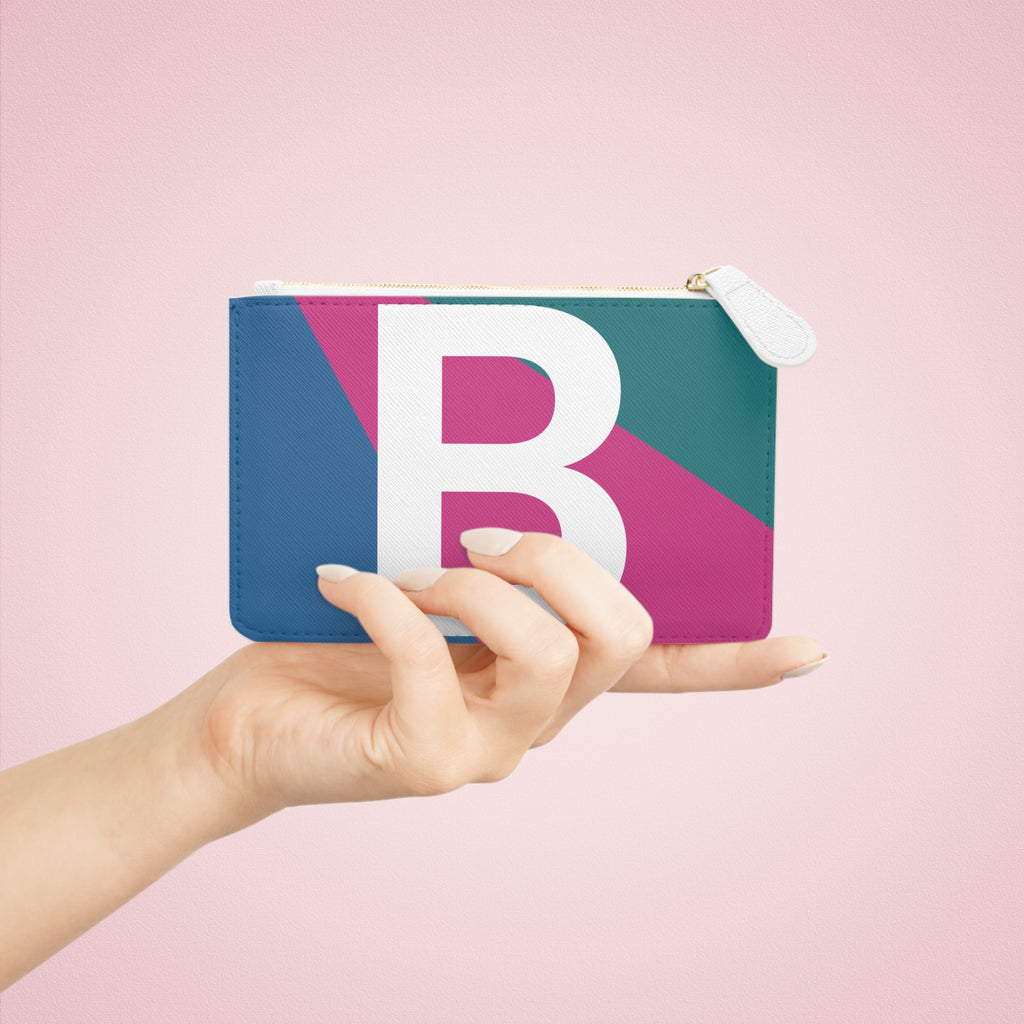 Initial B Mini Clutch — Colorblock Monogram Wristlet Wallet