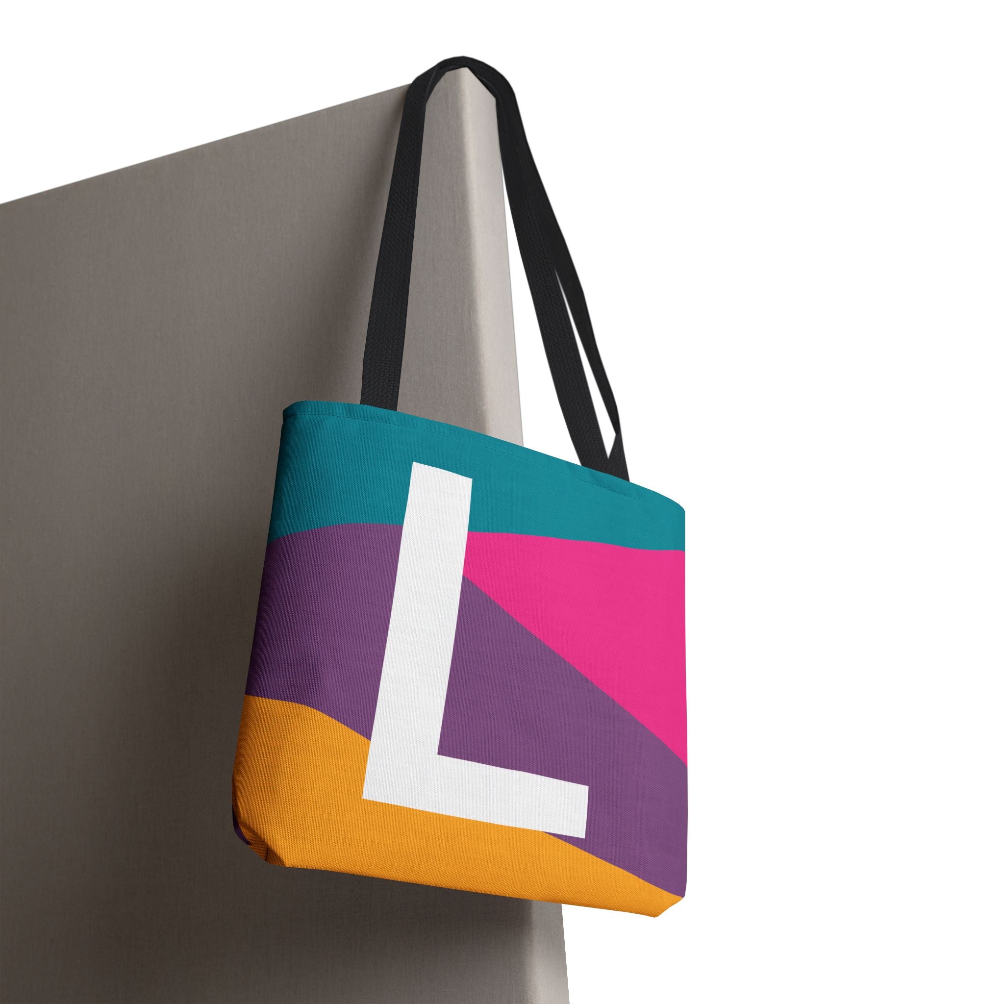 Monogram 'L' Colorblock Tote Bag — Personalized Initial L Shoulder Tote
