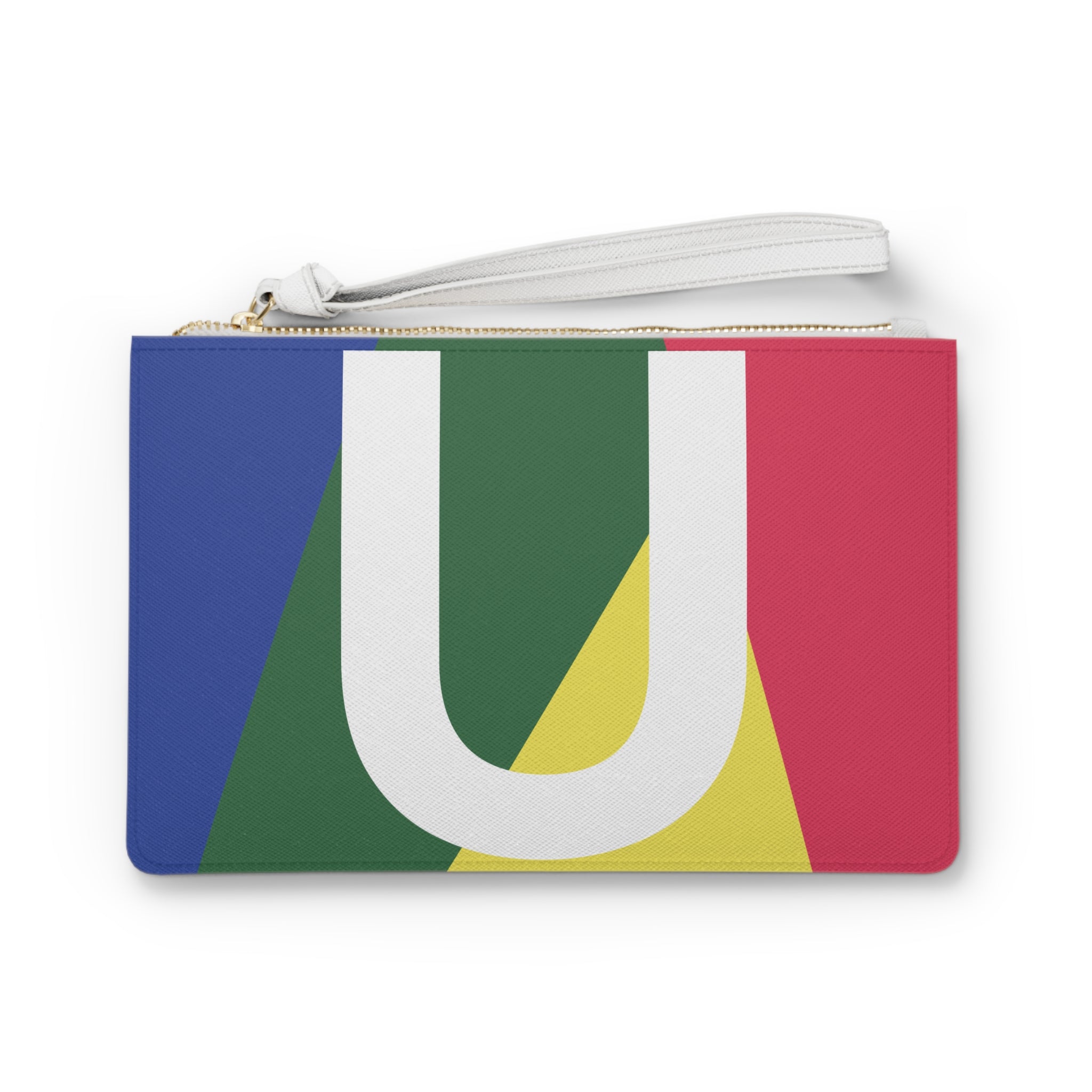 Monogram 'U' Colorblock Clutch Bag — Bold Geometric Wristlet for Everyday & Gifts