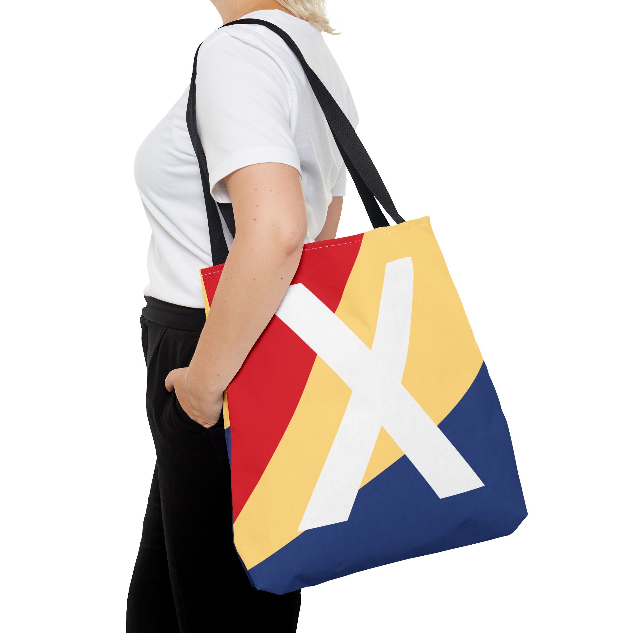 Monogram 'X' Colorblock Tote Bag — Personalized Initial X Shoulder Tote