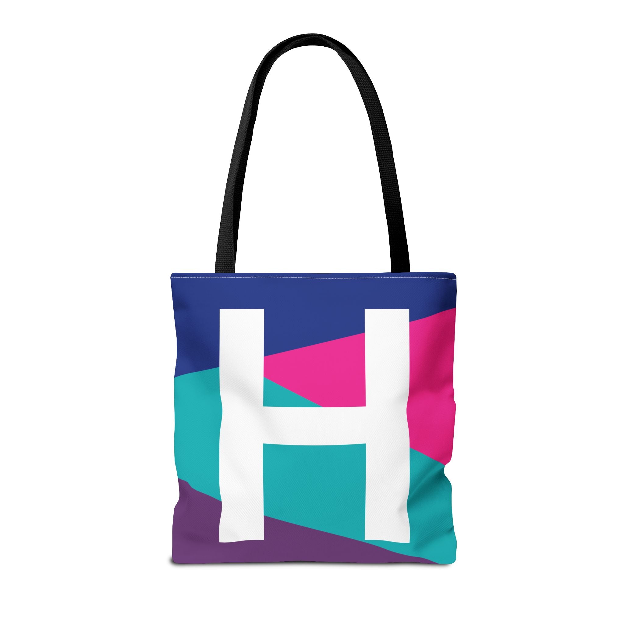 Monogram 'H' Colorblock Tote Bag — Personalized Initial H Shoulder Tote