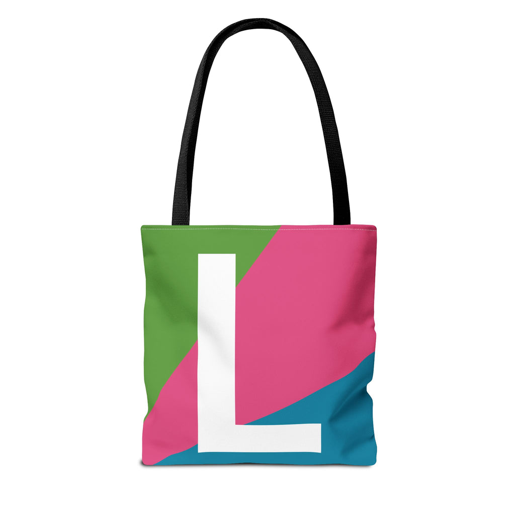Monogram 'L' Colorblock Tote Bag — Personalized Initial L Shoulder Tote
