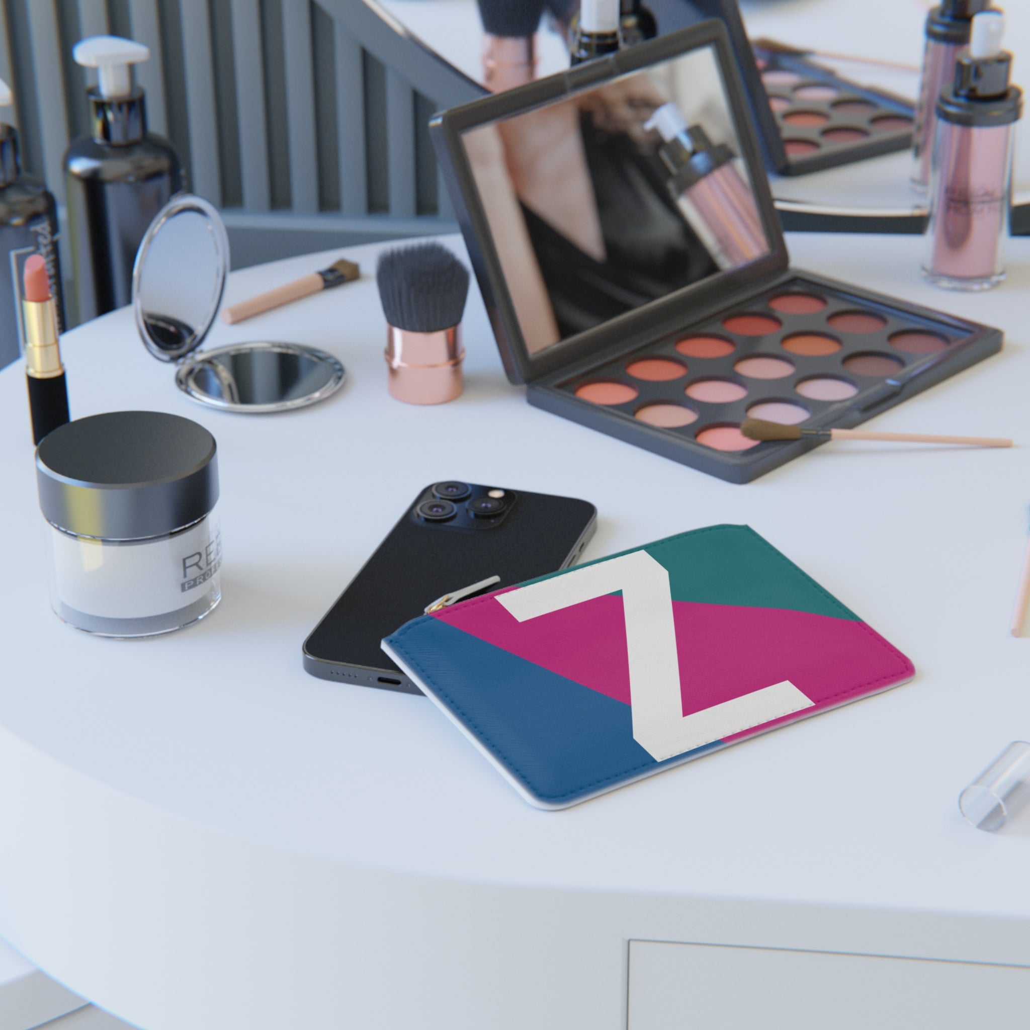 Initial Z Mini Clutch — Colorblock Monogram Wristlet Wallet