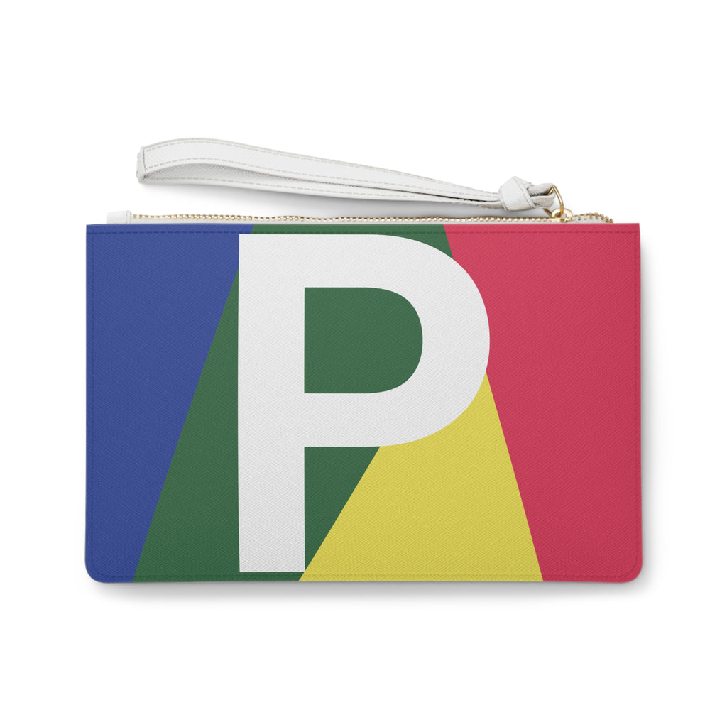 Monogram 'P' Colorblock Clutch Bag — Bold Geometric Wristlet for Everyday & Gifts