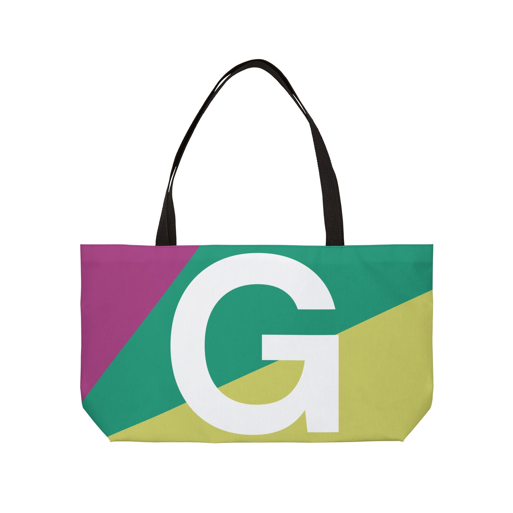 Personalized 'G' Colorblock Tote Bag — Monogram Weekender Tote