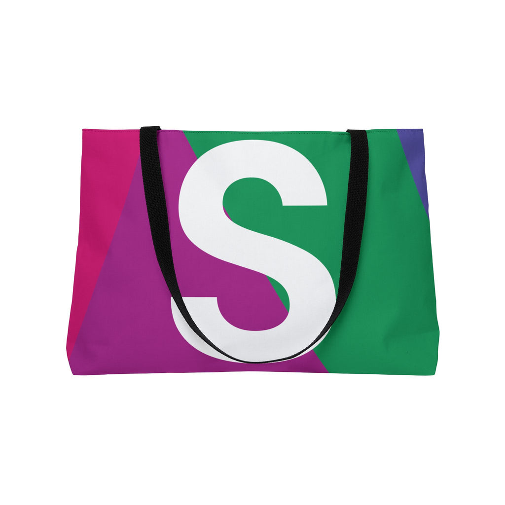 Personalized 'S' Colorblock Tote Bag — Monogram Weekender Tote