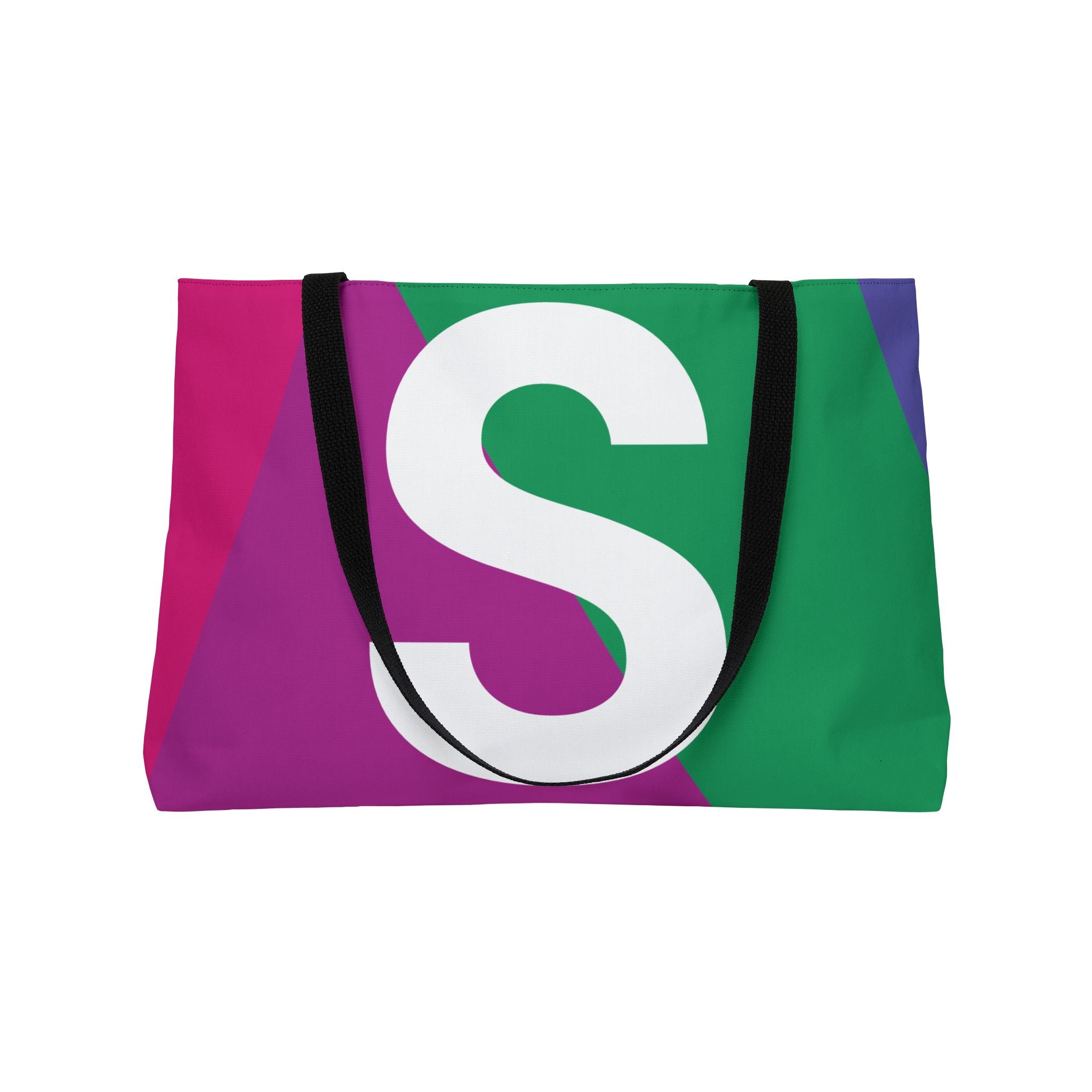 Personalized 'S' Colorblock Tote Bag — Monogram Weekender Tote