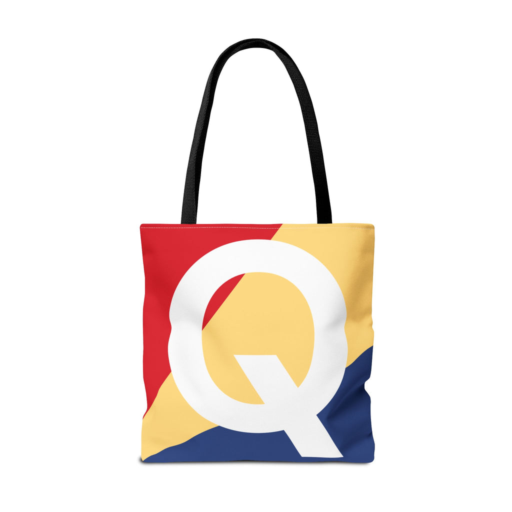 Monogram 'Q' Colorblock Tote Bag — Personalized Initial Q Shoulder Tote