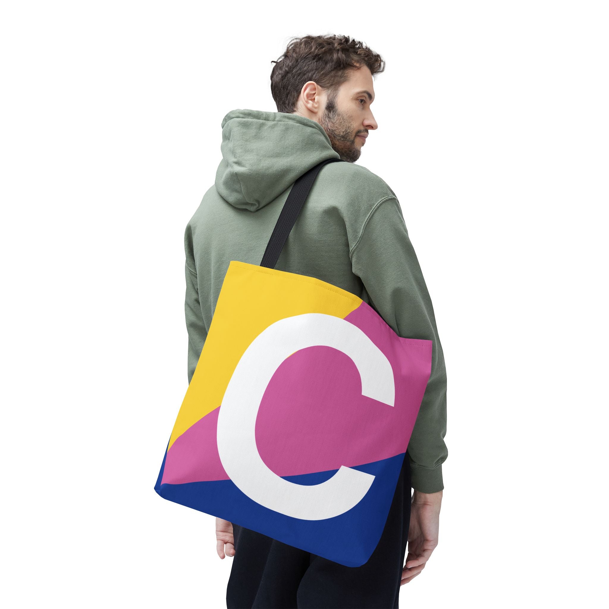 Monogram 'C' Colorblock Tote Bag — Personalized Initial C Shoulder Tote