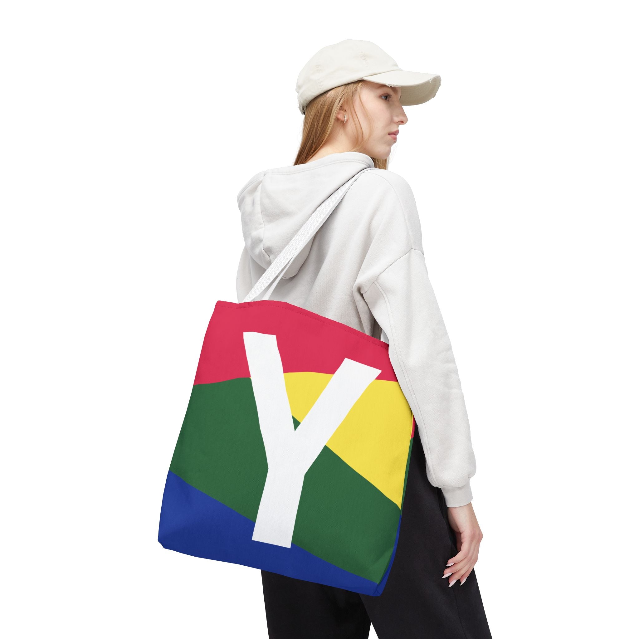 Monogram 'Y' Colorblock Tote Bag — Personalized Initial Y Shoulder Tote