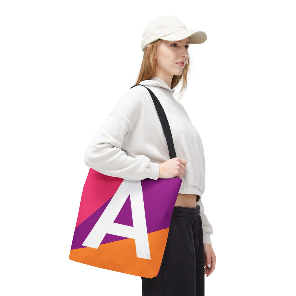 Monogram 'A' Colorblock Tote Bag — Personalized Initial A Shoulder Tote