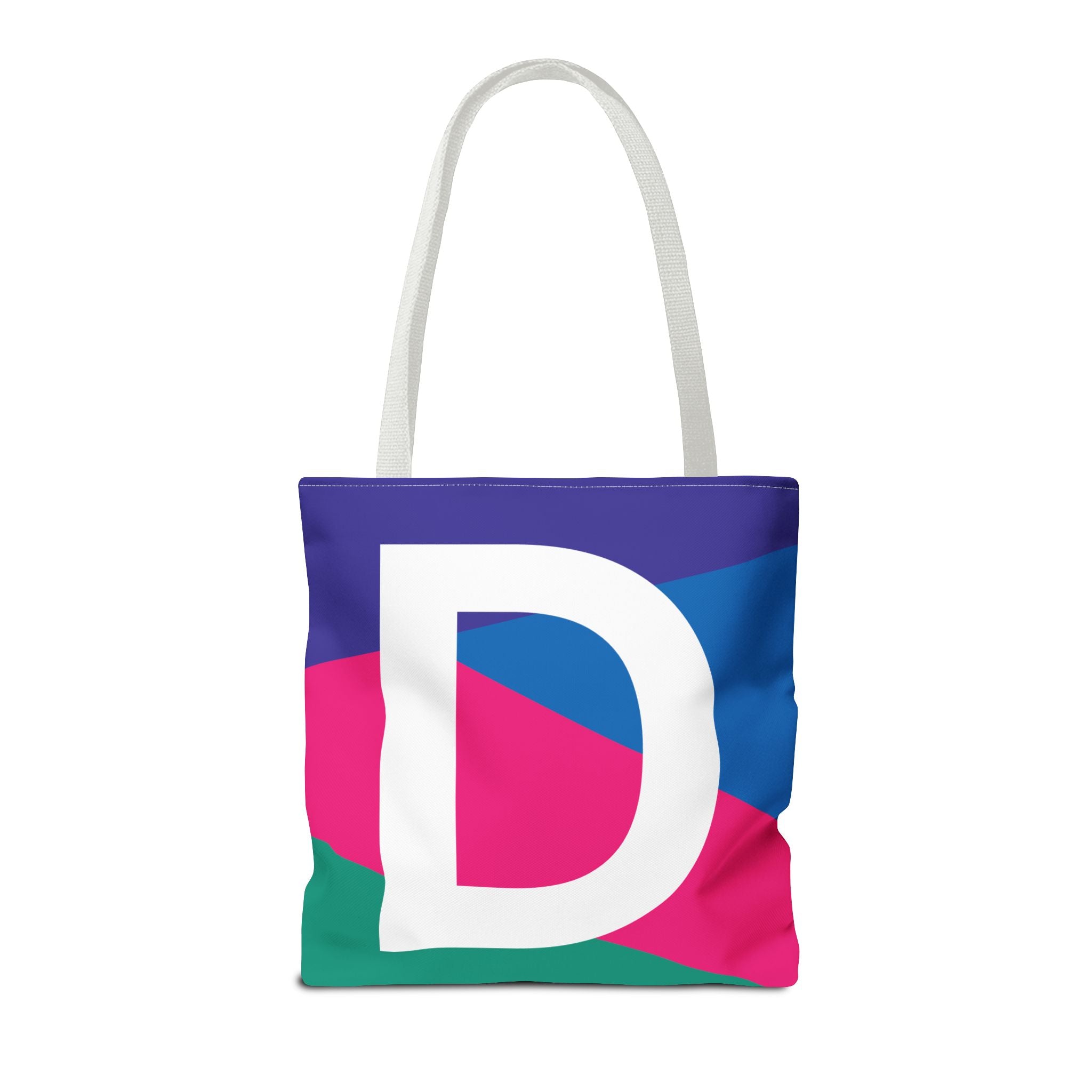 Monogram 'D' Colorblock Tote Bag — Personalized Initial D Shoulder Tote